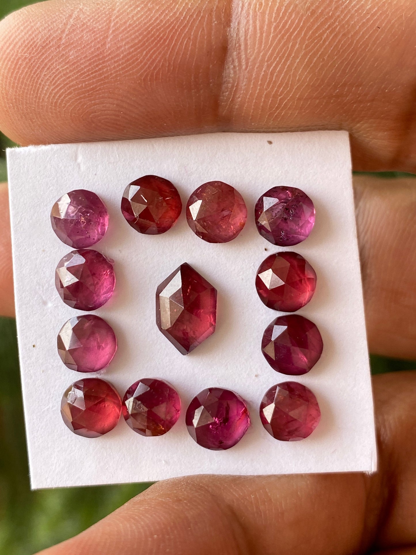 Shimmering Rhodolite garnet round shape rosecut weight 16 carats pcs 13 size 6-6.3mm round rosecut garnet