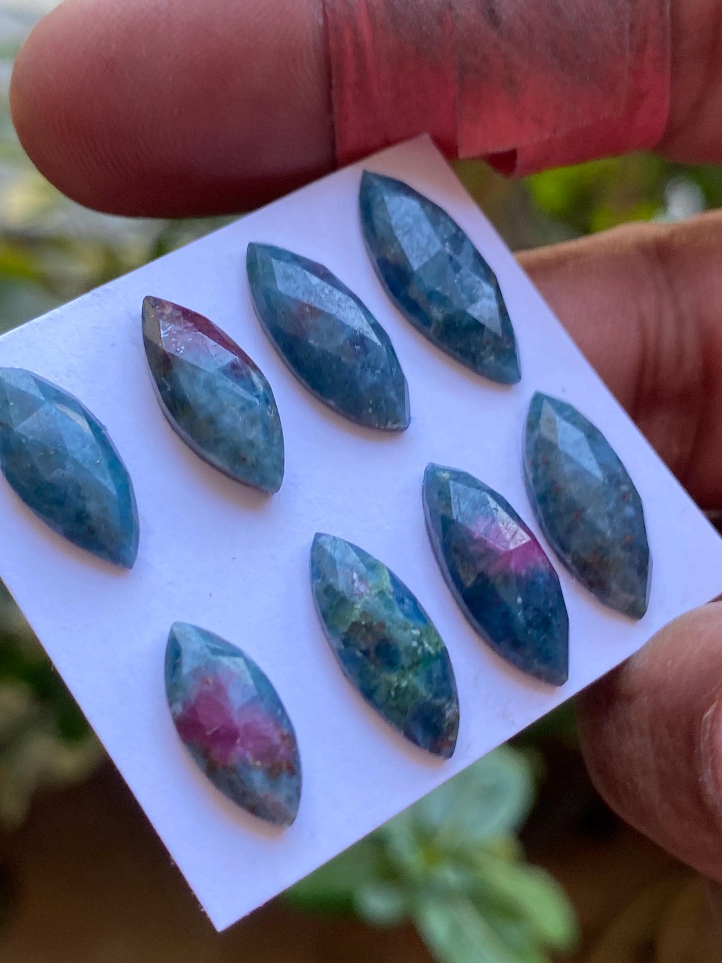 Very cute  rare natural ruby fuschite rosecut marquise lot  pcs 8 wt 29.25 cts size 14x6.3mm-18.7x7.7mm unheated untreated ruby rosecut