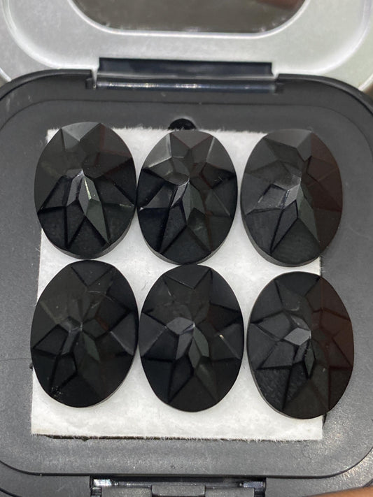 Rare Precision cut black spinel oval cut stones amazing quality pcs 6 weight 49 carats size 14x10mm black spinel cutstones