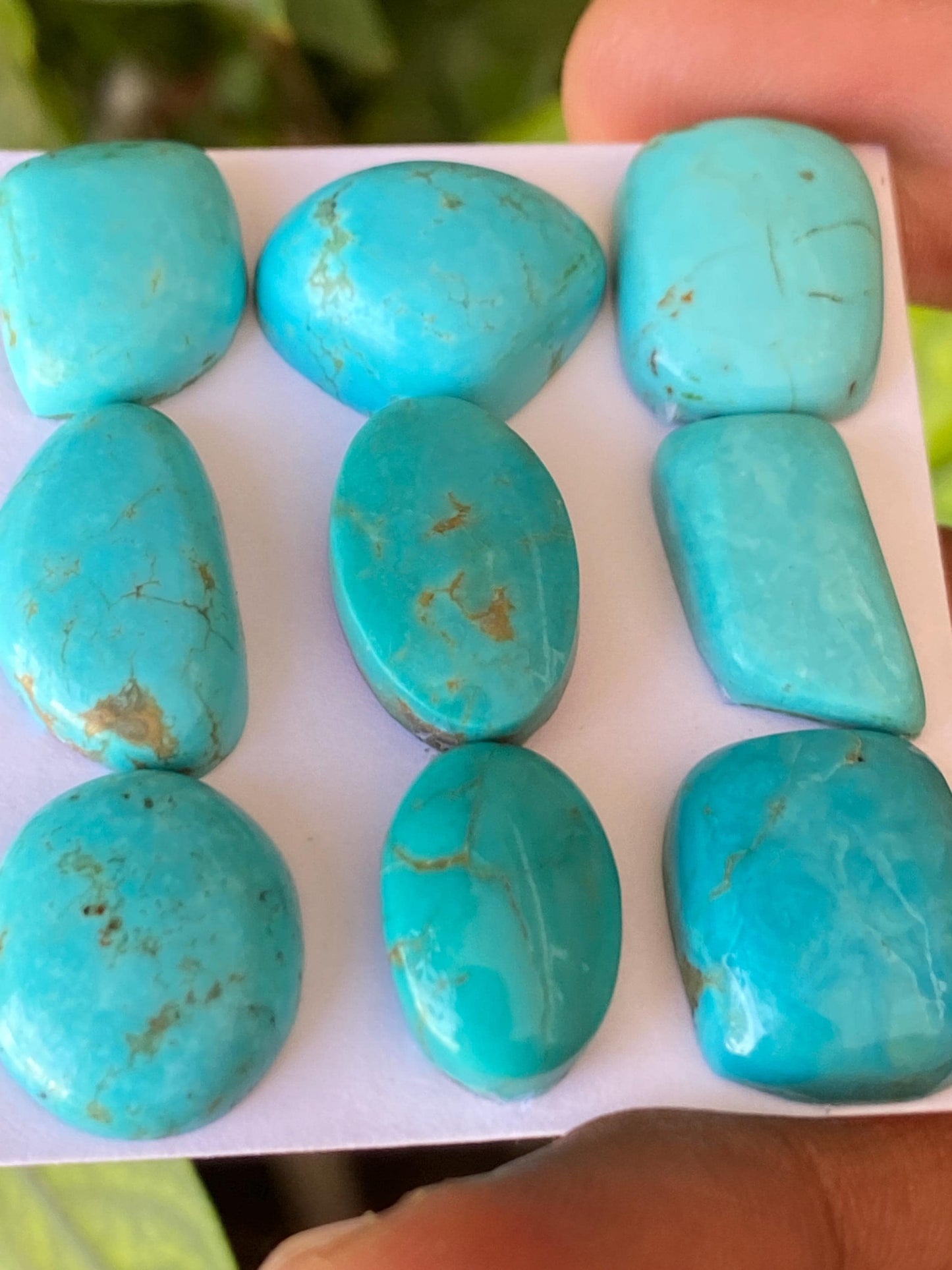 Rare Arizona mines Turquoise cabochons  natural smooth polished ovals fancy pears pcs 9 wt 80.50 carats 15x10-17x14mm turquoise cabochons