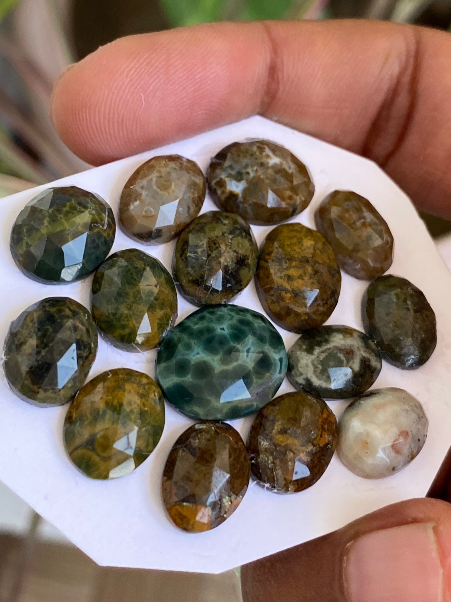 Fabulous fancy ocean jasper rosecut pear shape  fine quality pcs 17 wt 73 carats size 12x9-14x12mm amazing color fine quality