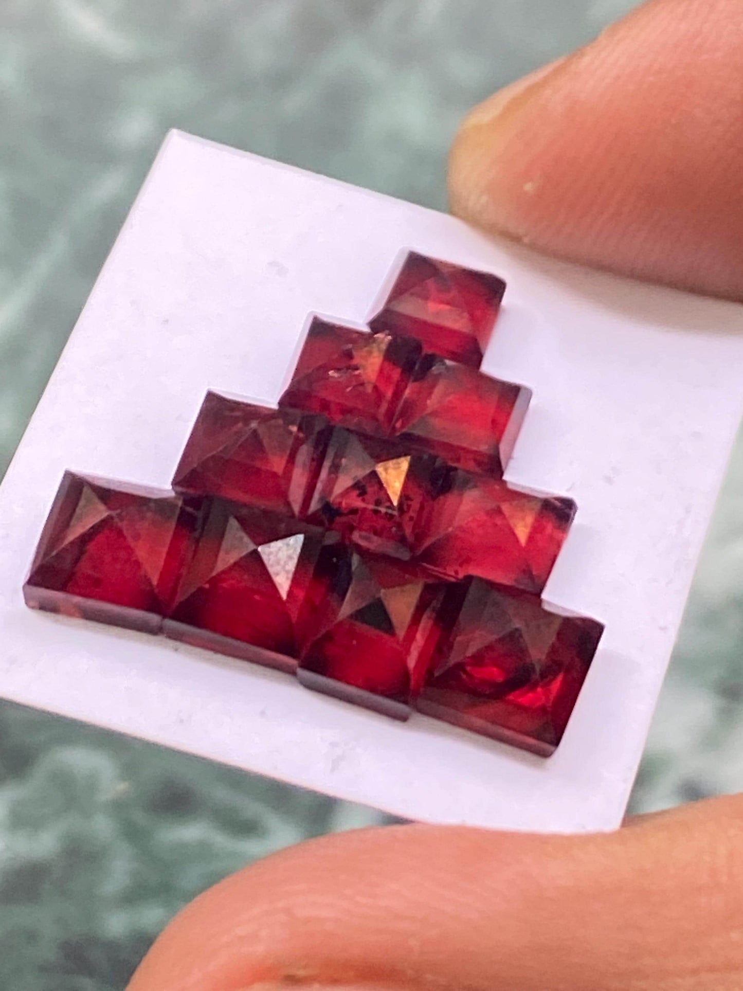 Wow Red garnet square step cuts aaa quality wt 14.20 cts pcs 10 size 5mm-6mm red  garnet stepcut squares