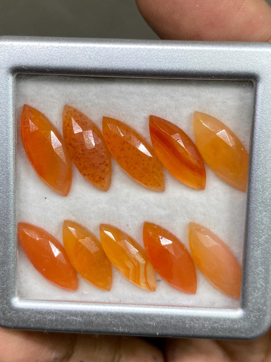 Beautiful  Carnelian rosecut marquise big size pcs 10 wt 31.75 carats size 16x6-18x7mm aaa quality marquise shapes carnelian cabochons