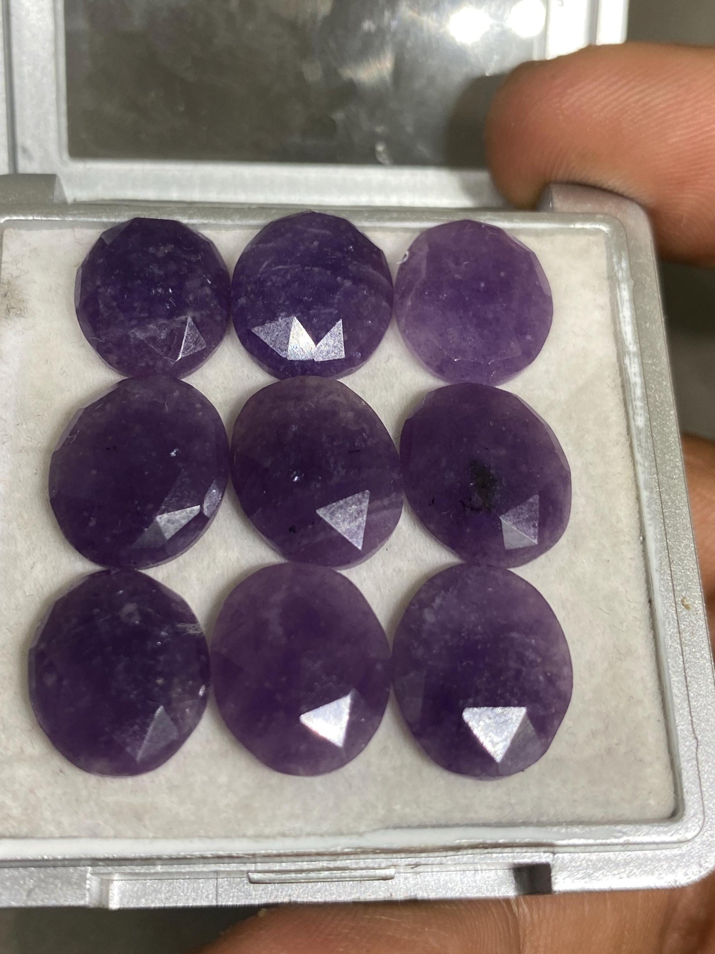 Rare purple lepidolite Rosecut gems ideal size for jewelry making Size 13x11-14x12mm pcs 9 wt 41.40 carats rosecut lepidolite pears