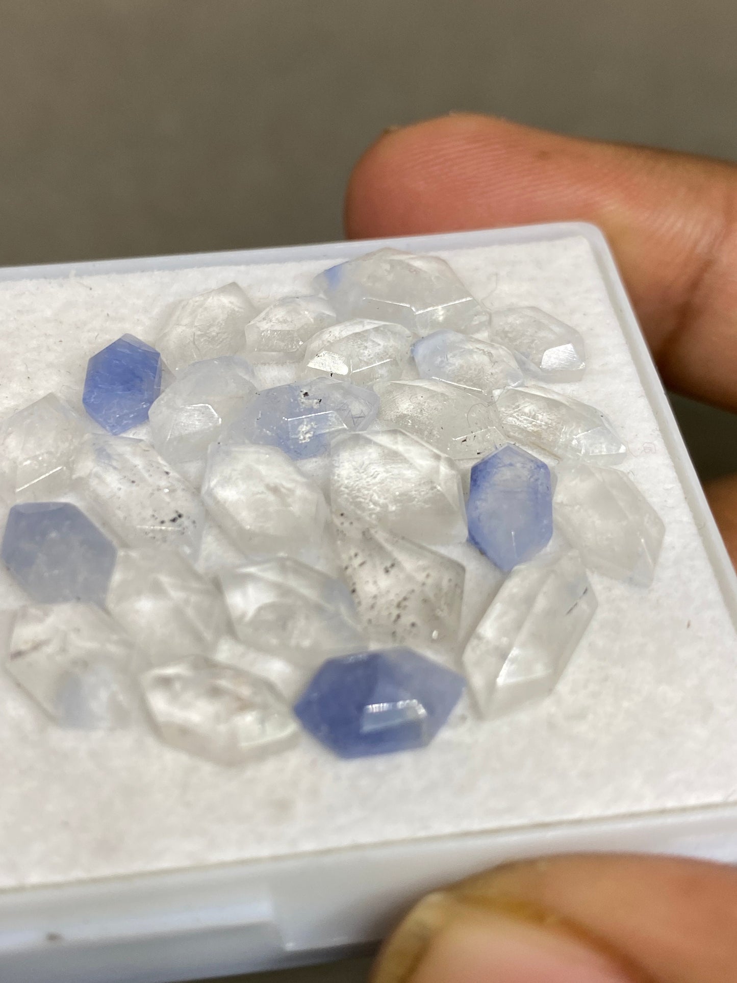 Dazzling rare Dumortierite in quartz hexagon stepcut Brazilian mines dumortierite cabochons pcs 25 Wt 30 carats 6x4.5mm-11x7mm dumortierite