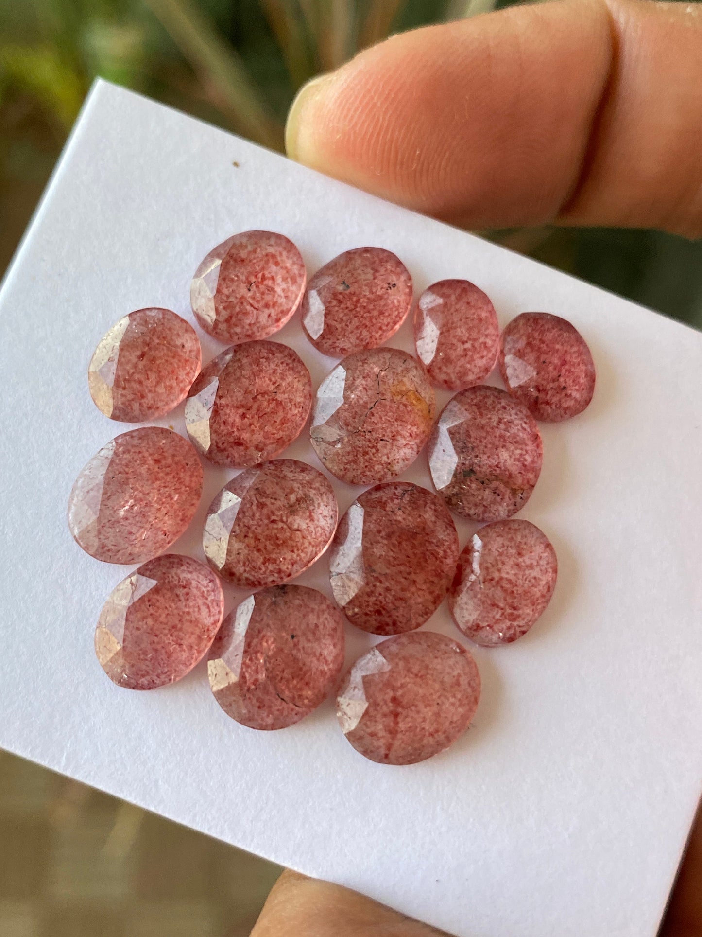 Ravishing Strawberry quartz rosecut wt 36 cts pcs 15 size 9.2x7.5mm-11.8x9.7mm pink strawberry quartz rosecut gems rings pendants supply