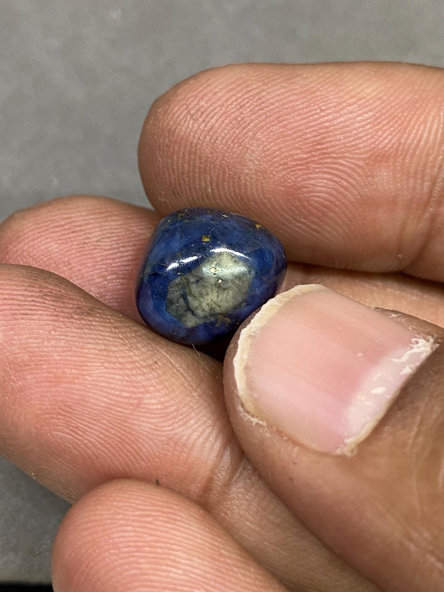 Lovely extremely rare Natural Bicolor blue yellow sapphire nugget smooth wt 15.55 carats size 11mm unheated hexagonal fancy blue sapphire