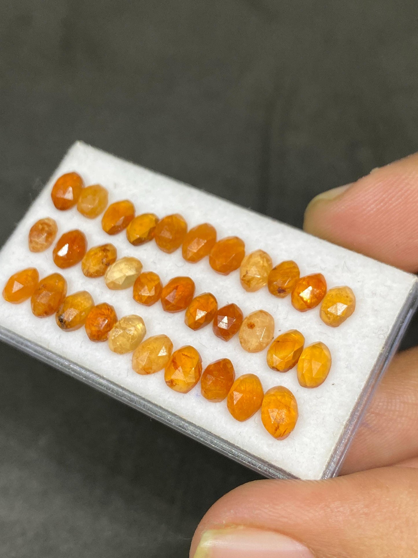 Mesmerising rosecut orange Fanta garnet weight 17 carats pcs 32 small size 4.7mm-6.5x4mm  orange garnet rosecut mandarin garnet