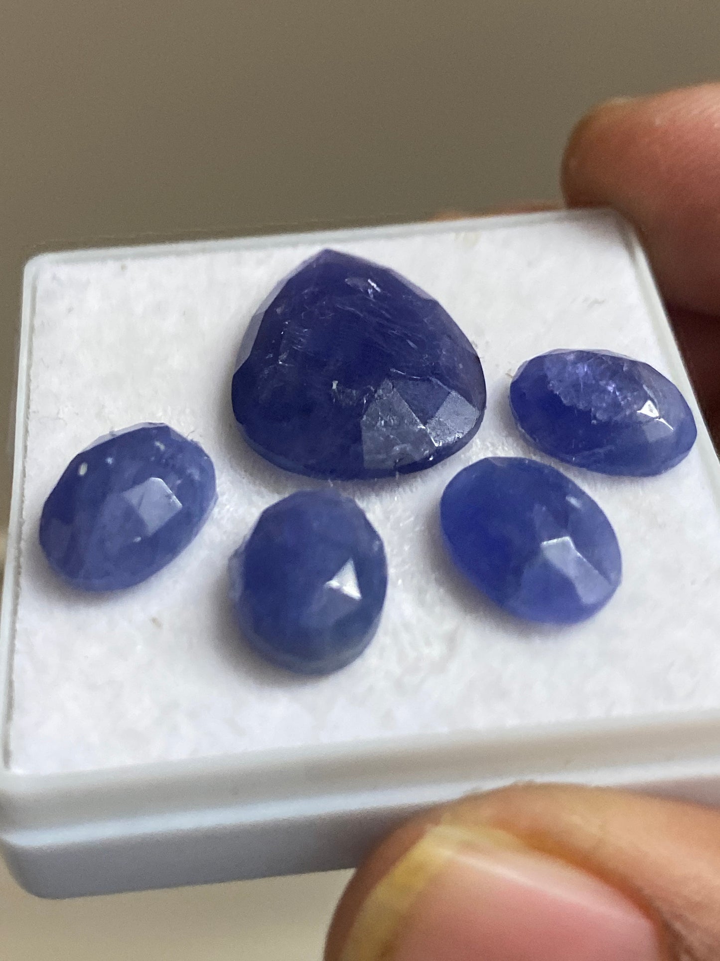 Cute rare set tanzanite rosecut flats weight 26 carats size 9x8-18x13mm pcs 5 rosecut tanzanites flatback gems