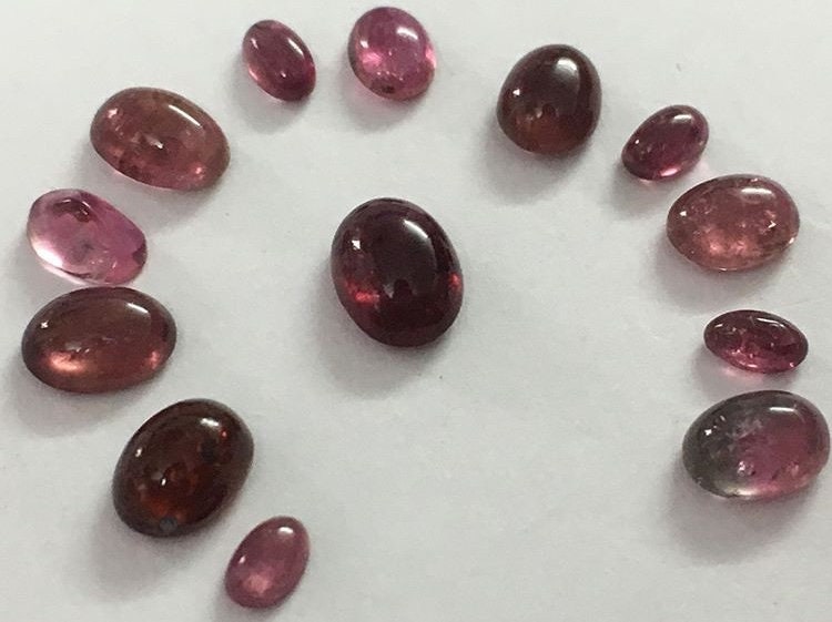 Tourmaline pink cabochons wholesale lot 9.95 carats size 4.7x3mm to 8.2x6.2mm tourmaline pink cabochon