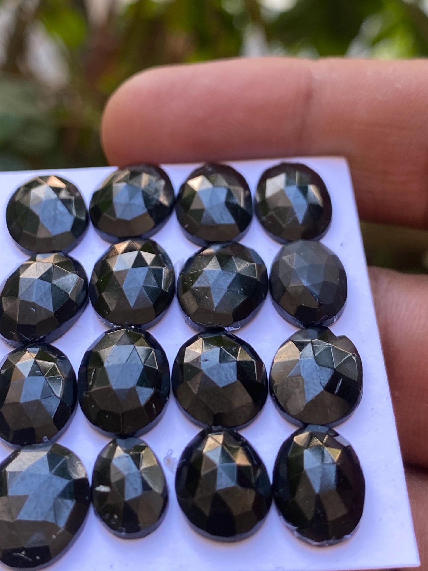 Gorgeous rare  Black tourmaline rosecut wholesale lot weight 57.50 cts pcs 16 size 10x7-13x9mm rosecut black tourmaline ovalish oval rosecut