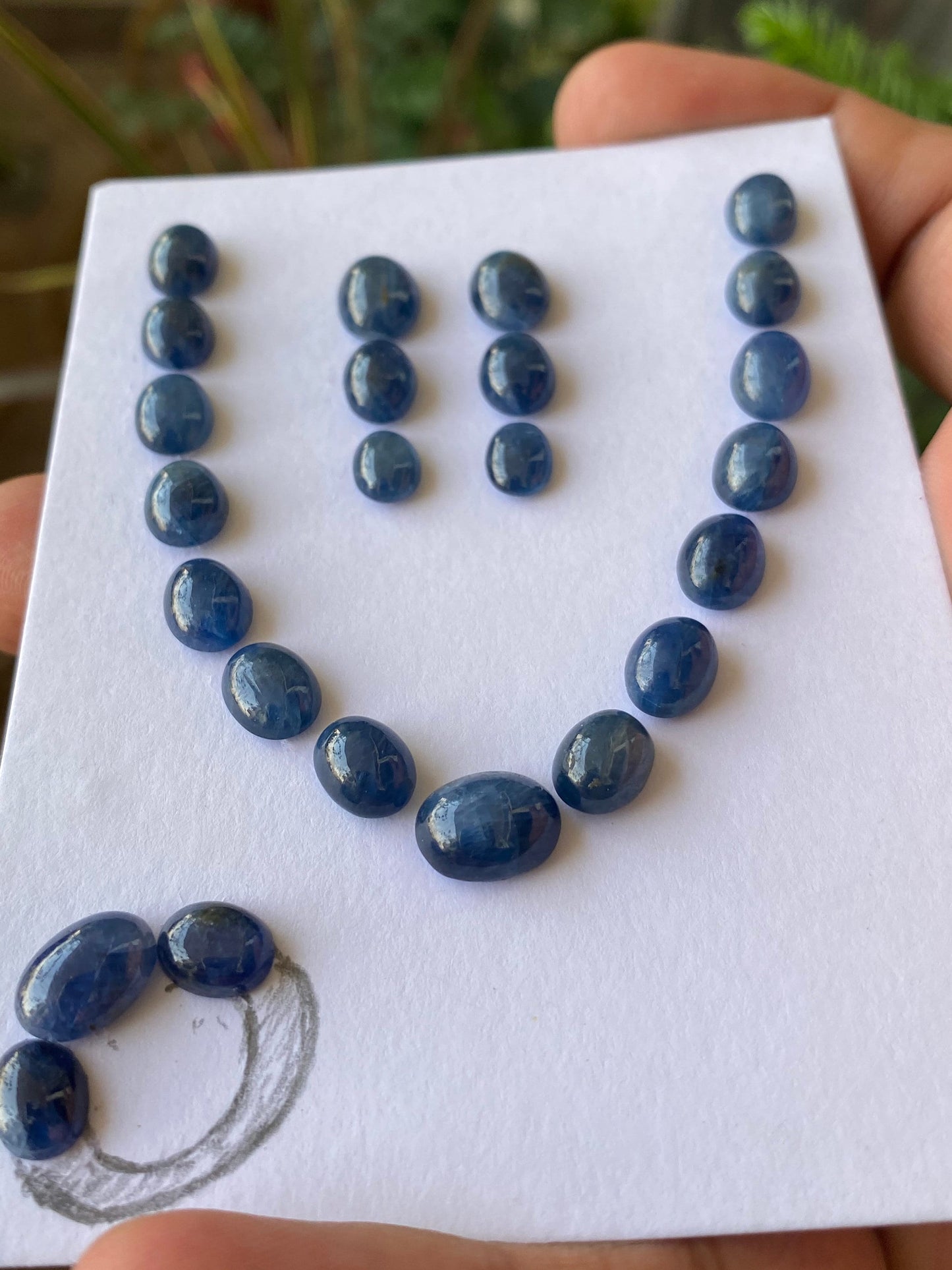 Dazzling African blue sapphire cabochons necklace earrings supplies  wt 69 cts size 8x6mm-11.3x9mm pcs 24 blue sapphire Cabochon