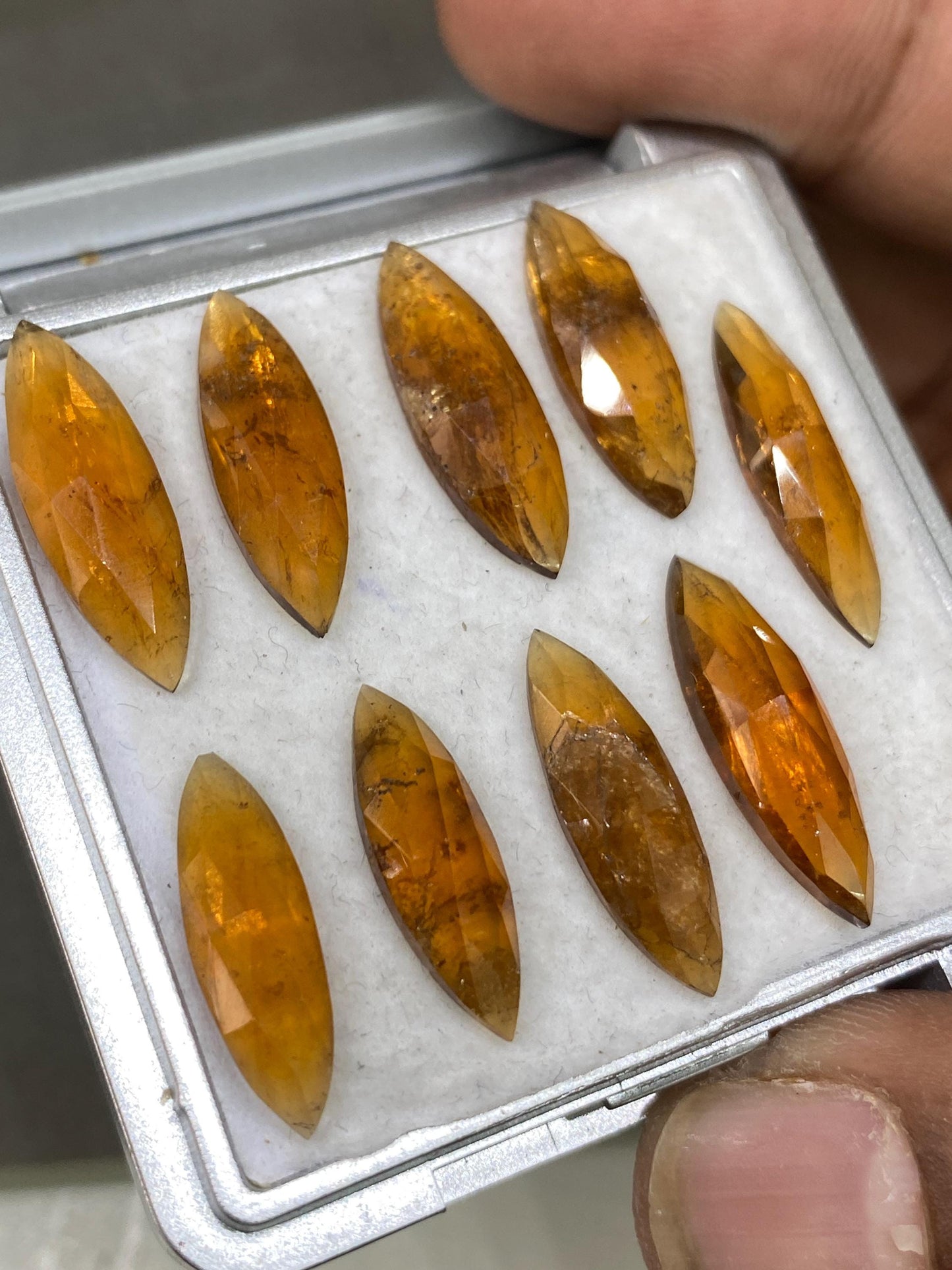 Stunning Rare orange kyanite rosecut marquise flats fine quality weight 35.80 carats pcs 9 size 19x6-21x7mm good quality rosecut kyanite