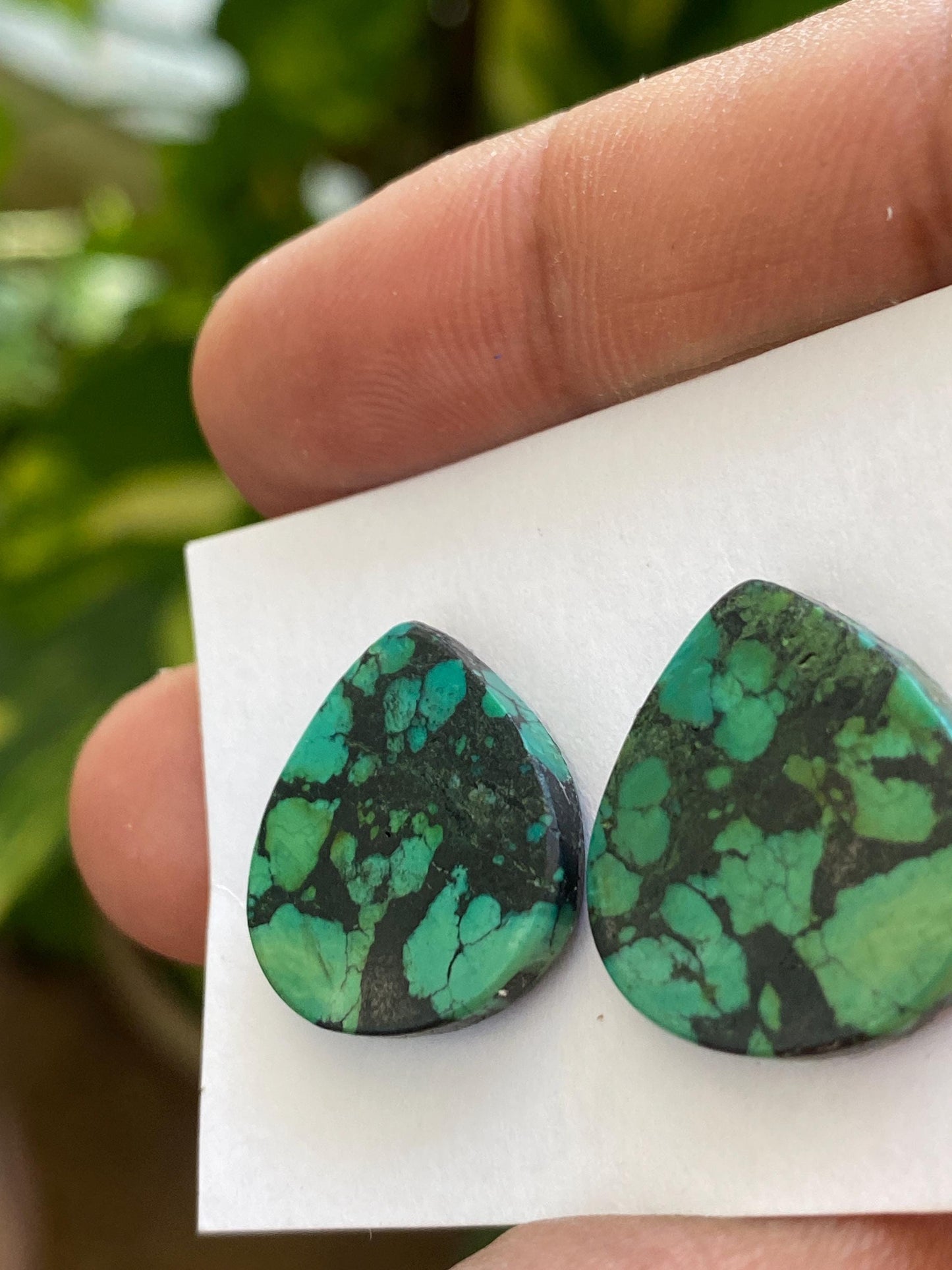 Turquoise pair big natural hubei mines stunning pattern  smooth turquoise pcs 2 wt 17.40 carats big size 20x19mm turquoise earrings supply