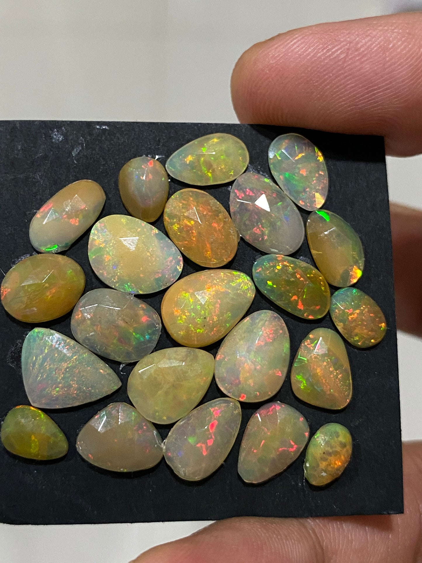 Fascinating yellow base multi fire mix shapes Ethiopian mines opal rosecut wt 16 cts pcs 22 size 8.5x7.5mm-12.5x8.5mm  opal rosecut