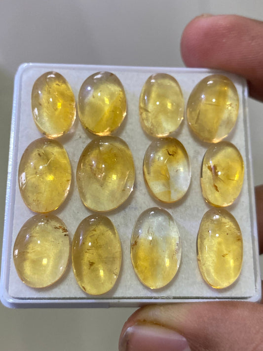 Beautiful natural citrine cabochons wholesale lot wt 72 cts pcs 12 size 13.8x10.3-16x11.6mm citrine cabochons