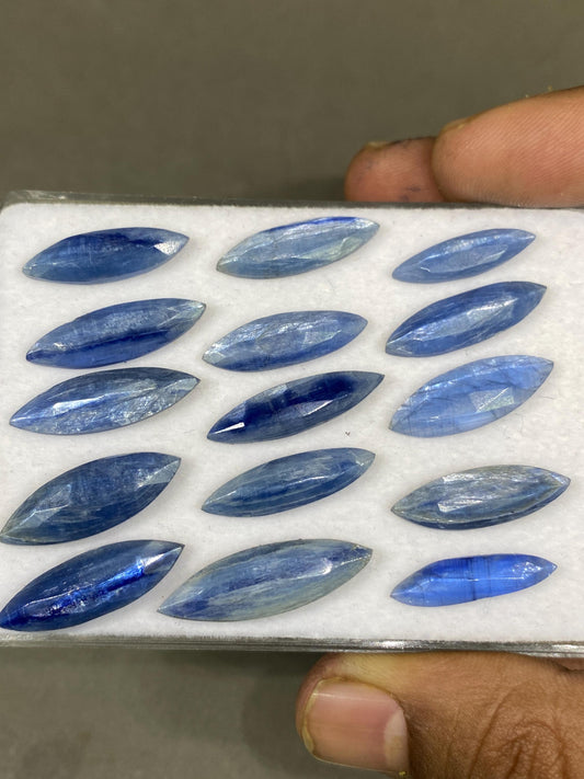 Stunning Rare blue kyanite rosecut marquise flats fine quality weight 71 carats pcs 15 size 19x5.5mm-27x8.3mm good quality rosecut kyanite