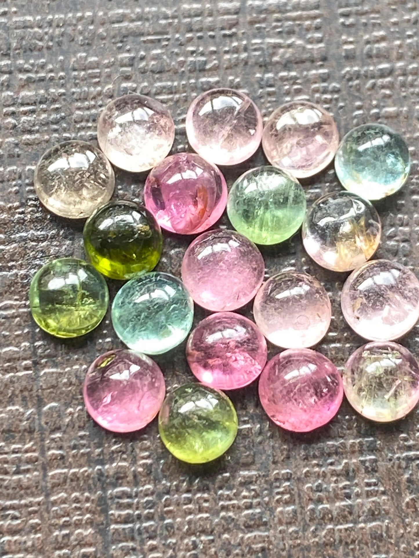 Dazzling rare Pink multi tourmaline  round cabochons lovely quality size 4.2-4.4mm fine quality pcs 19 wt 6.40 cts pink tourmaline round