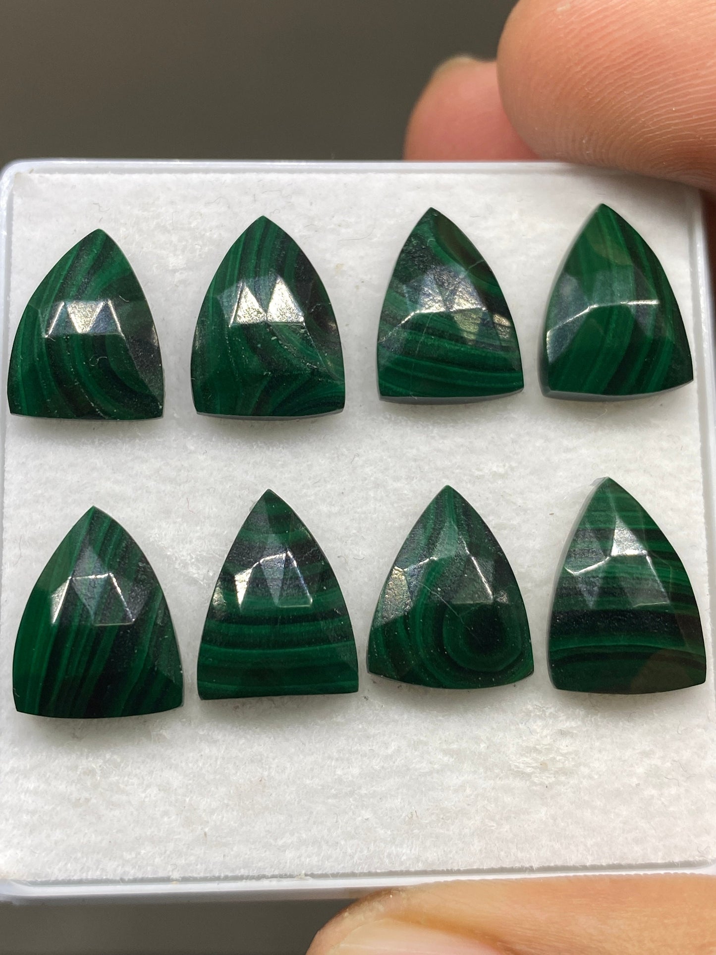 Malachite shield rosecut wholesale lot weight 44 carats pcs 8 size 14x10mm flatback gems malachite shield rosecut