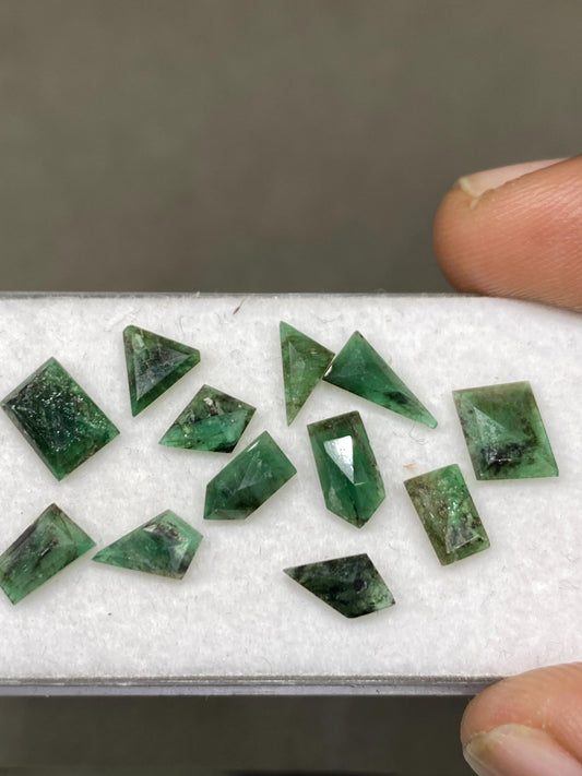 Natural Emerald geometric cut size weight carats natural Emerald Step cut geometric pcs 12 wholesale lot