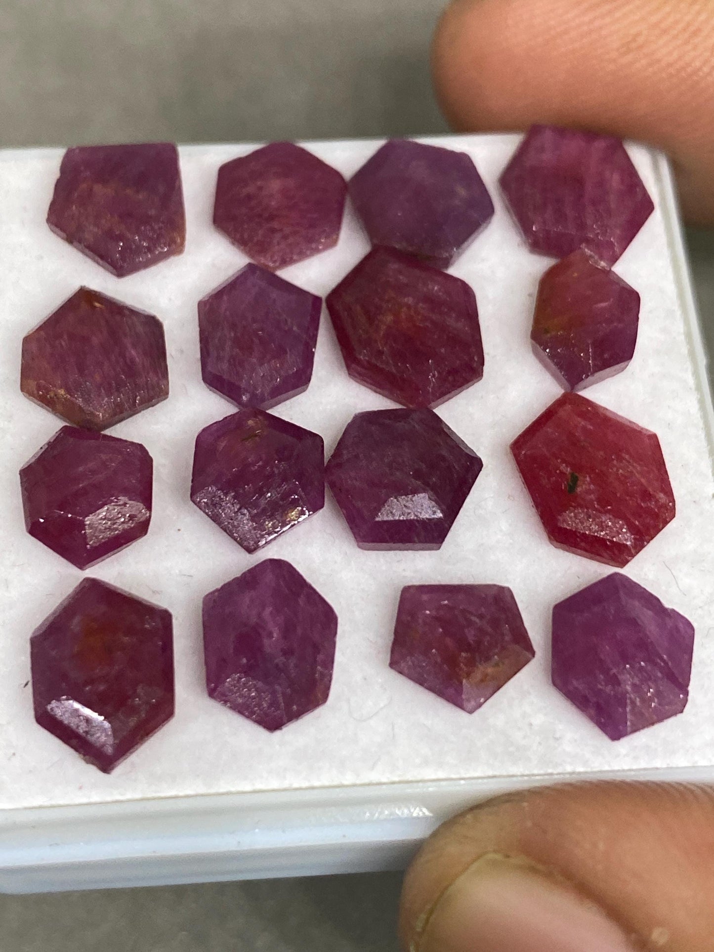 Fascinating Natural ruby flats irregular pointed shapes side faceted flats ruby natural pcs 16 wt 30 cts size 7mm-10.5x8mm ruby faceted cut