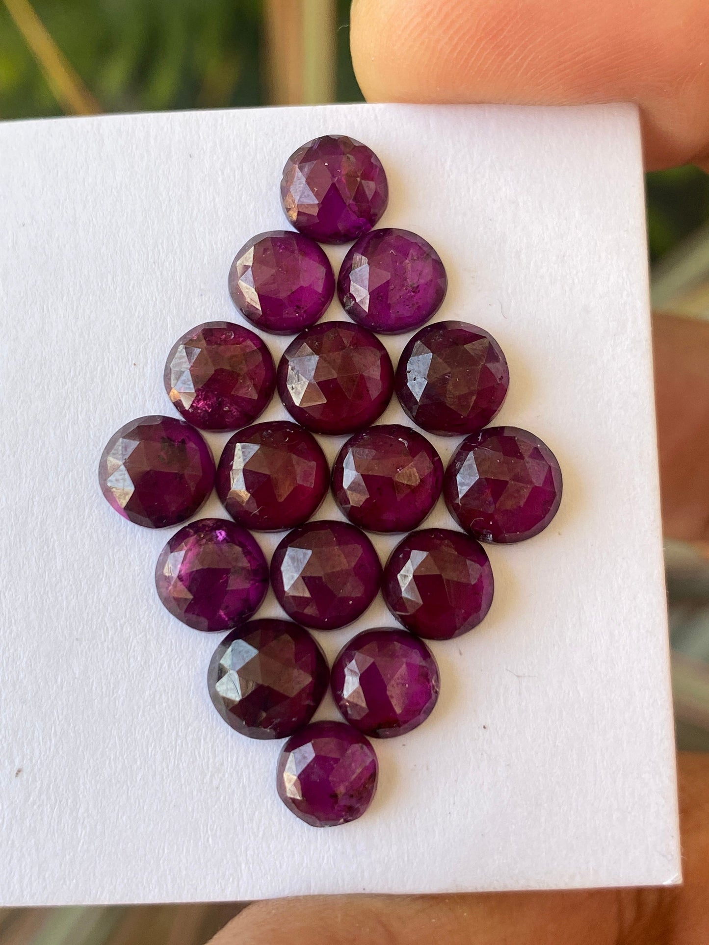 Gorgeous rare  Rhodolite garnet round shape rosecut weight 29 carats pcs 16 size 6.5mm-7.5mm round rosecut garnet