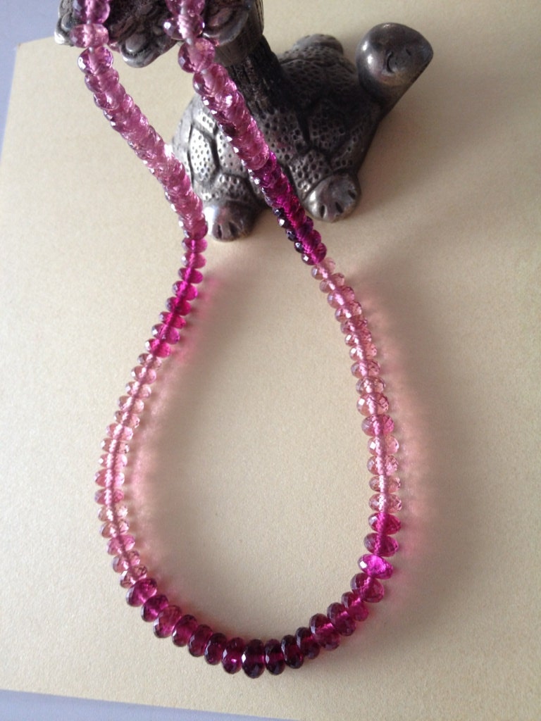 Rubellite pink tourmaline beads hot pink tourmaline rondelles beads AAA Rare Size 5.5-7.5mm wt 150 cts NATURAL hot pink tourmaline necklace