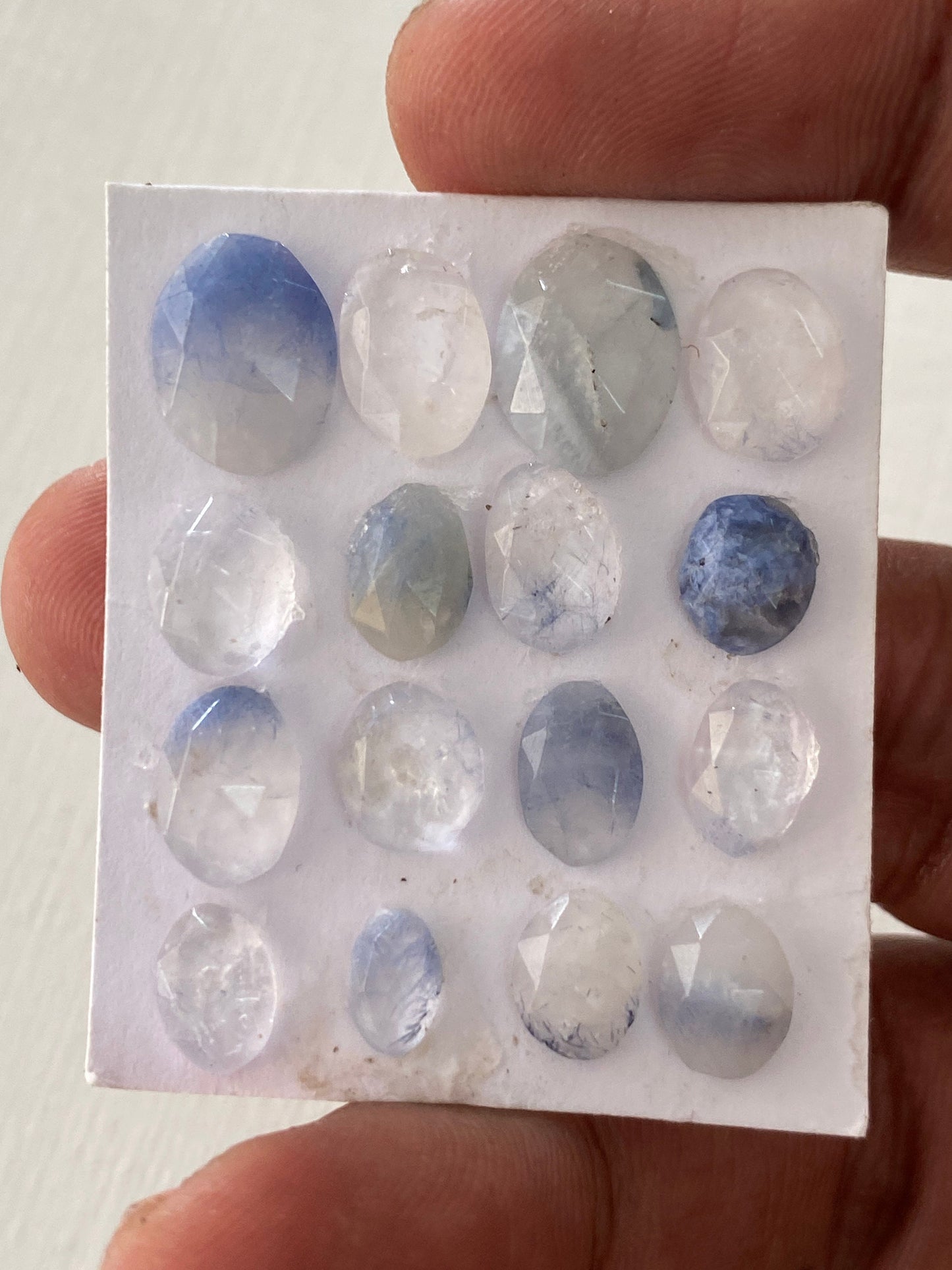 Dazzling rare Dumortierite in quartz rosecut Brazilian mines dumortierite cabochons pcs 16 Wt 24 cts 7x5-11x10mm dumortierite