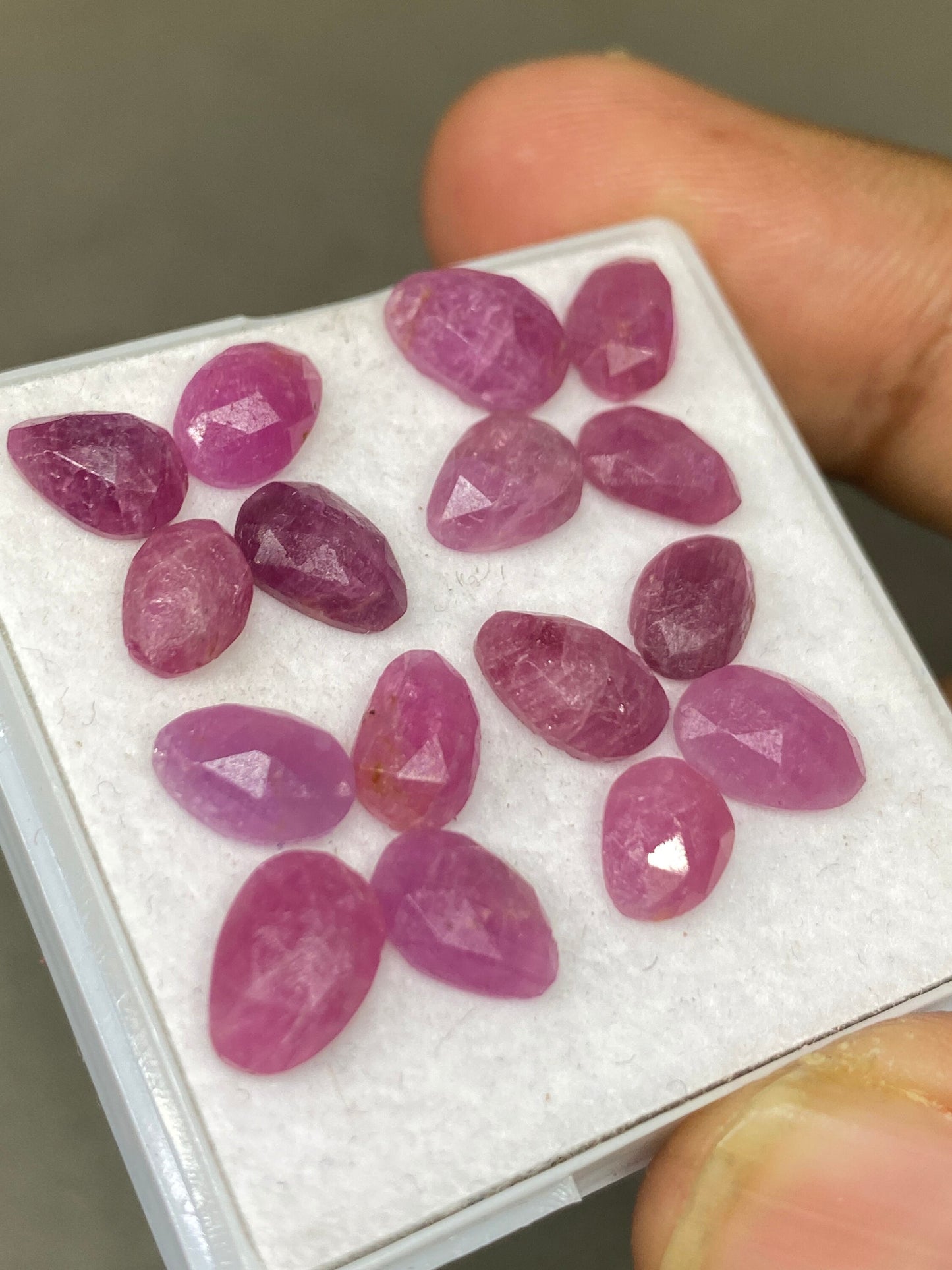 Enchanting very rare ruby pink sapphire rosecut lot pear oval pcs 16 wt 23 cts size 7.6x5.2-9x6mm unheated untreated mozambique ruby rosecut