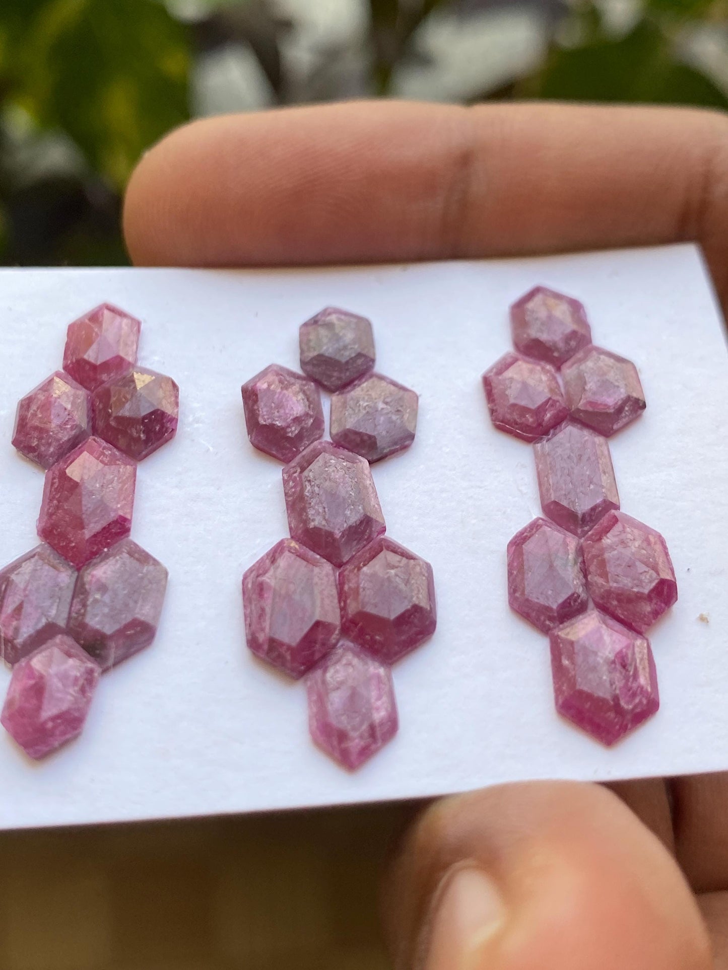 Impressive  Rare Kenya mines ruby hexagon step cut wt 22.5 cts  pcs 21 size 8.8x5.3mm-10.7x6mm ruby stepcut hexagon flatbacks