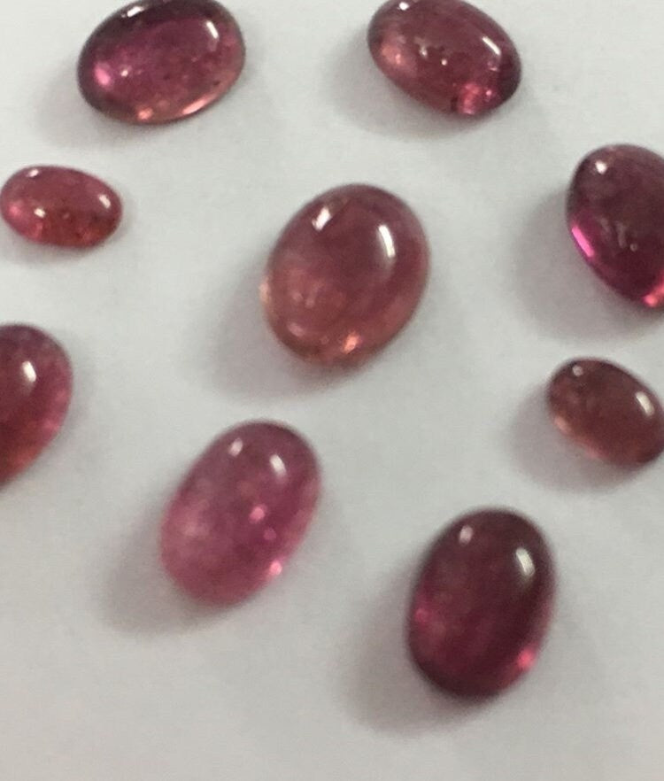 Natural pink tourmaline cabochons fine quality 7.15 carats size 5x3.3 mm to 8x6.1mm