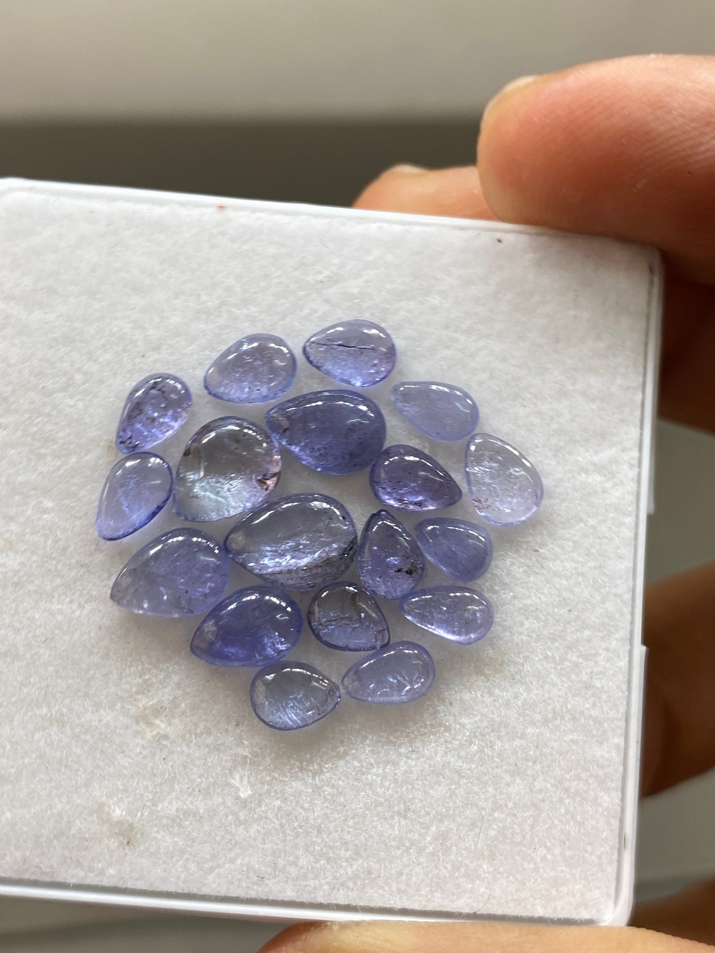 Tanzanite pear cabochons wholesale lot pcs 18 wt 12 carats size 5x4mm-9x6mm good quality tanzanite cabochons