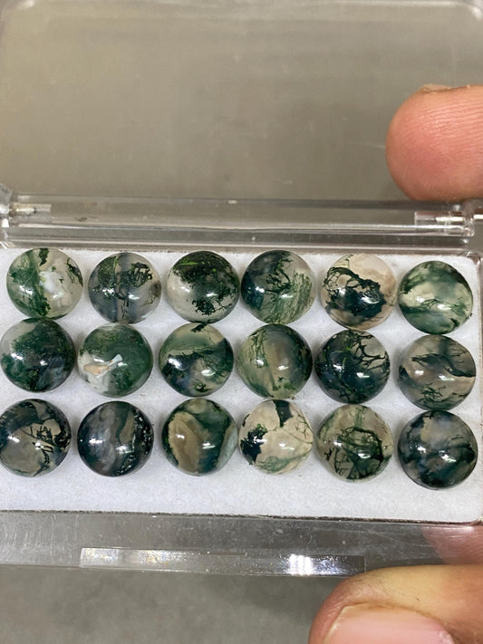 Stunning Rutiliated multi agate moss agate round cabochons flats wt 41.70  carats size 8mm pcs 18 smooth Round gems fancy agate