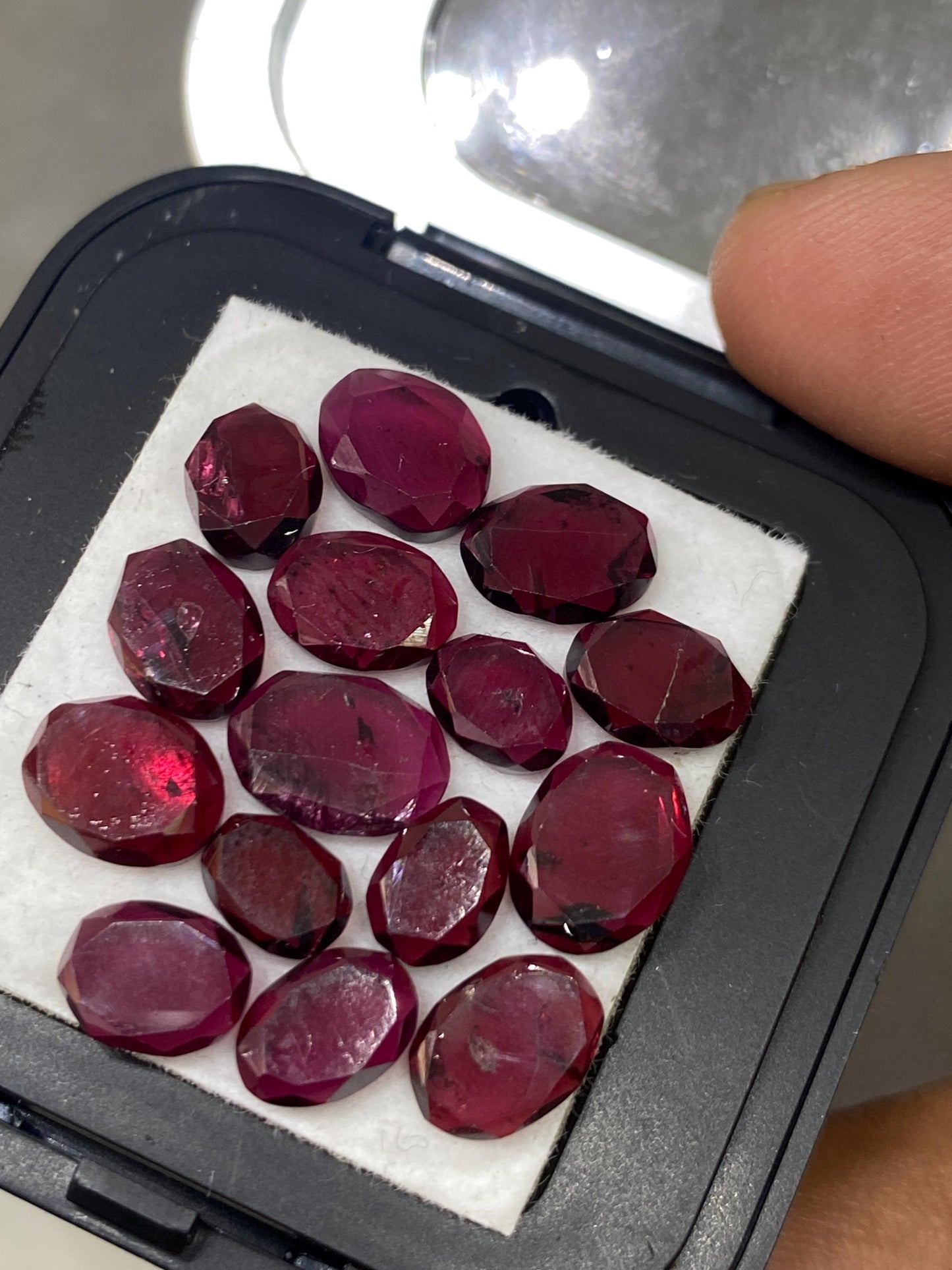 Mesmerising Rhodolite garnet oval mirror cuts aaa quality wt 24.55 cts pcs 15 size 6.7x5-9x6mm pink  garnet stepcut oval  faceted garnet