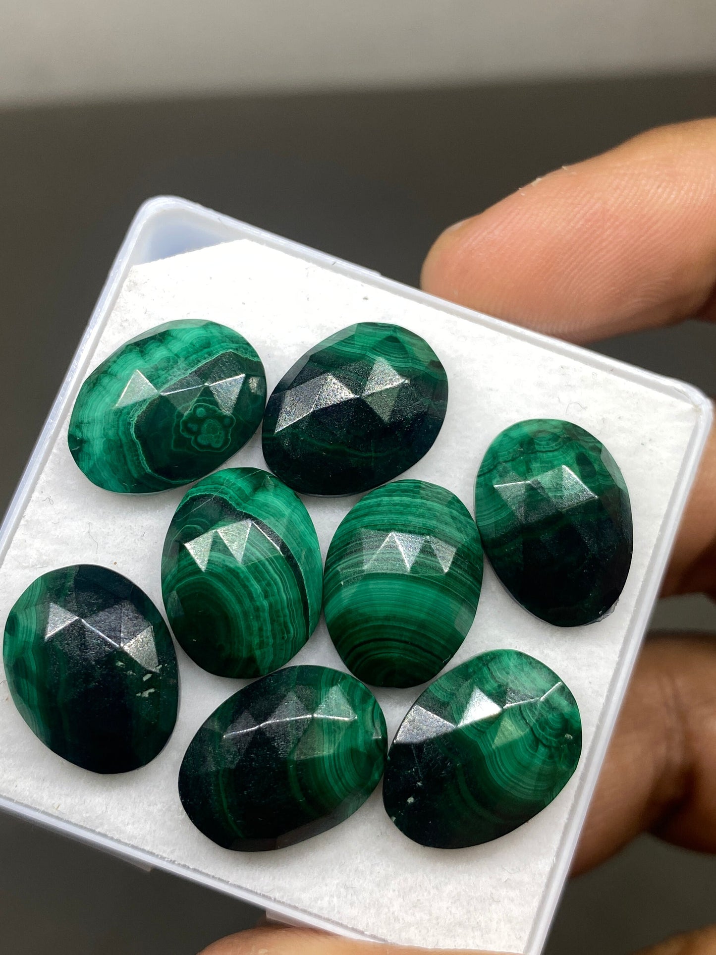 Malachite oval rosecut wholesale lot weight 76 carats pcs 8 size 16x12mm flatback gems malachite hexagon