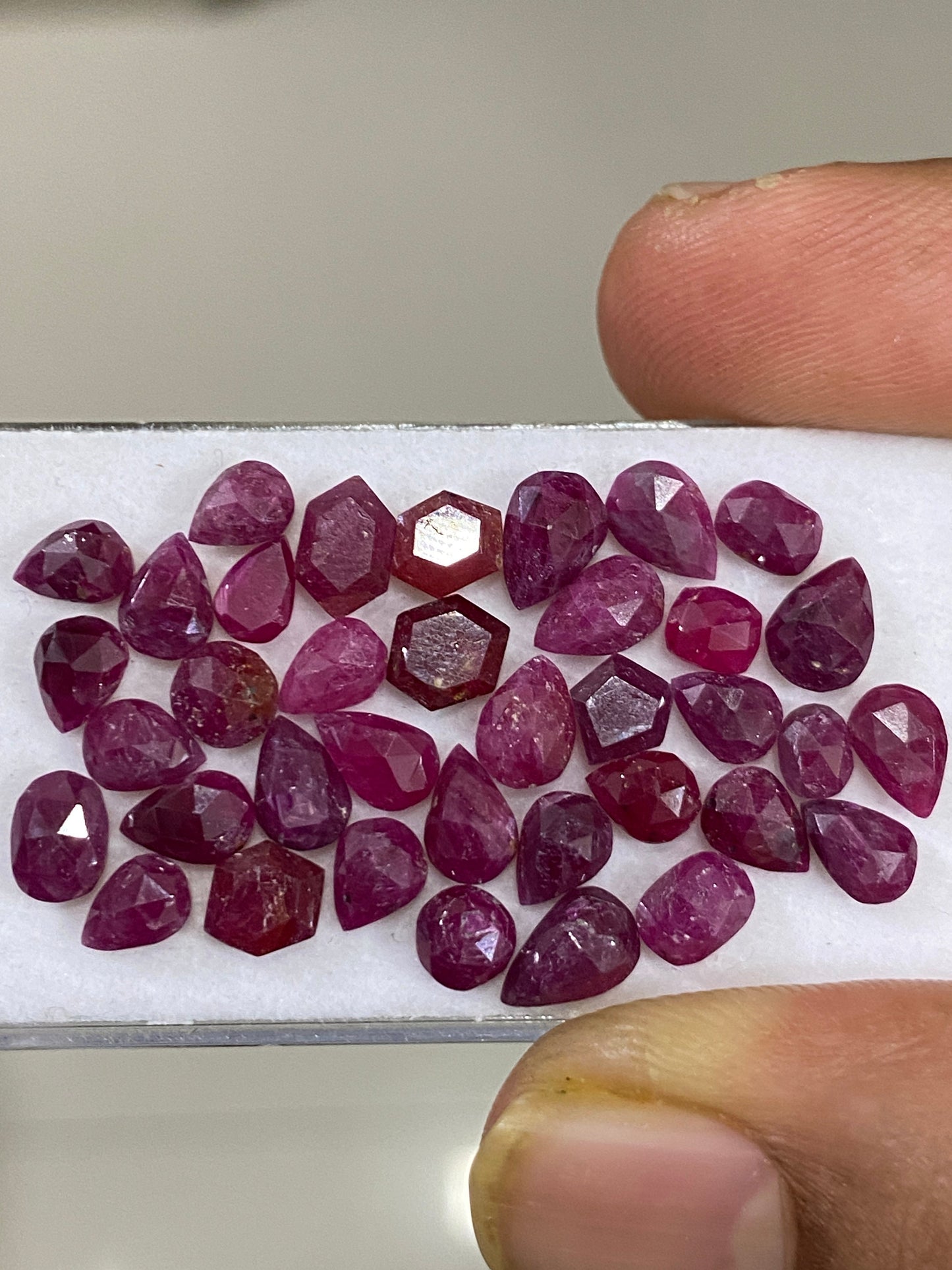 Amazing Rare natural mozambique ruby rosecut lot  mix shapes pcs 37 wt 38.40 cts size 6mm-9.3x6.5mm unheated untreated ruby rosecut