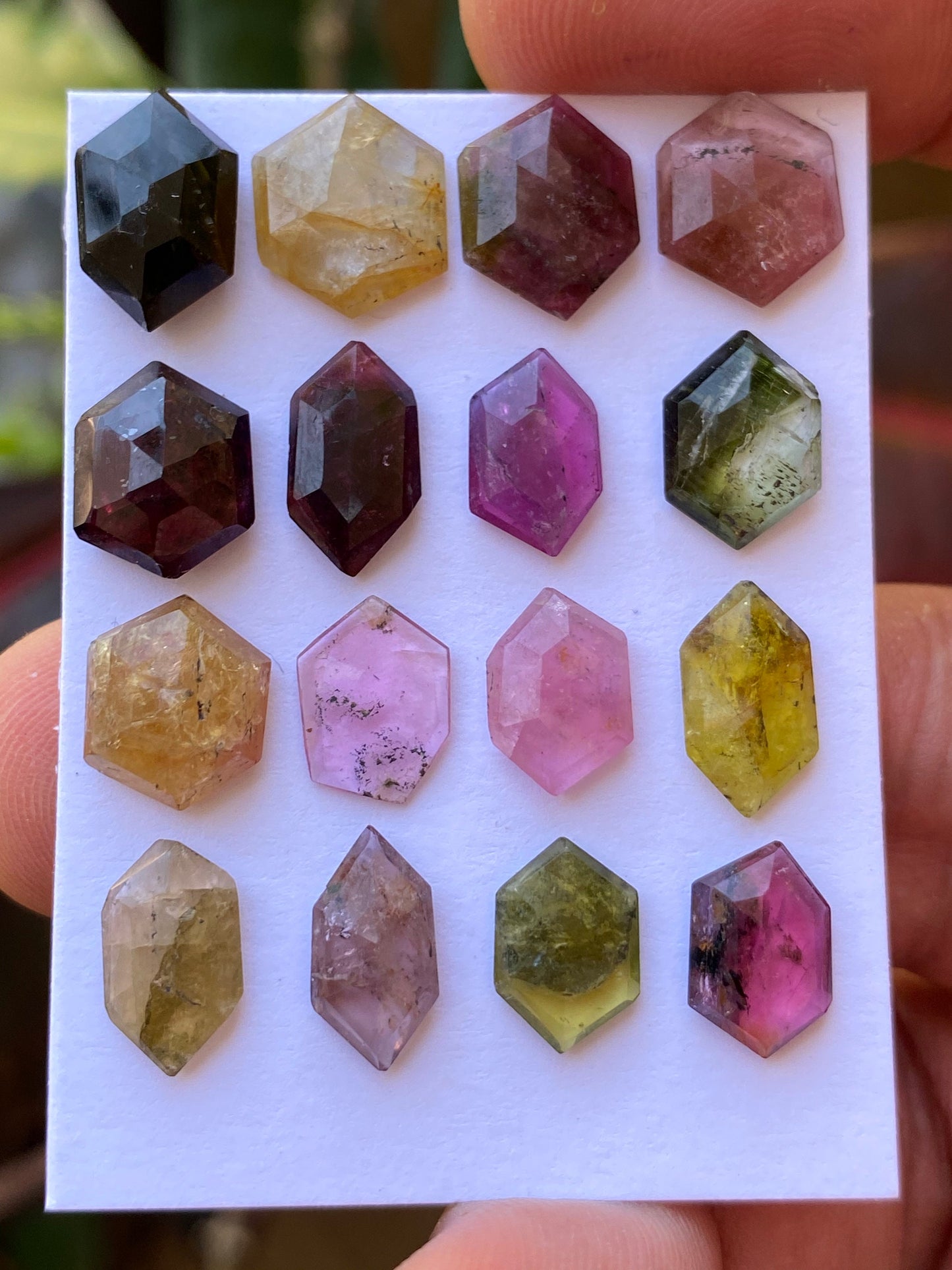 Stunning Extremely rare watermelon tourmaline stepcut hexagons wt 32.50 carats pcs 16 size 10.5x7.5mm-11.5x9.9mm tourmaline hexagon stepcuts