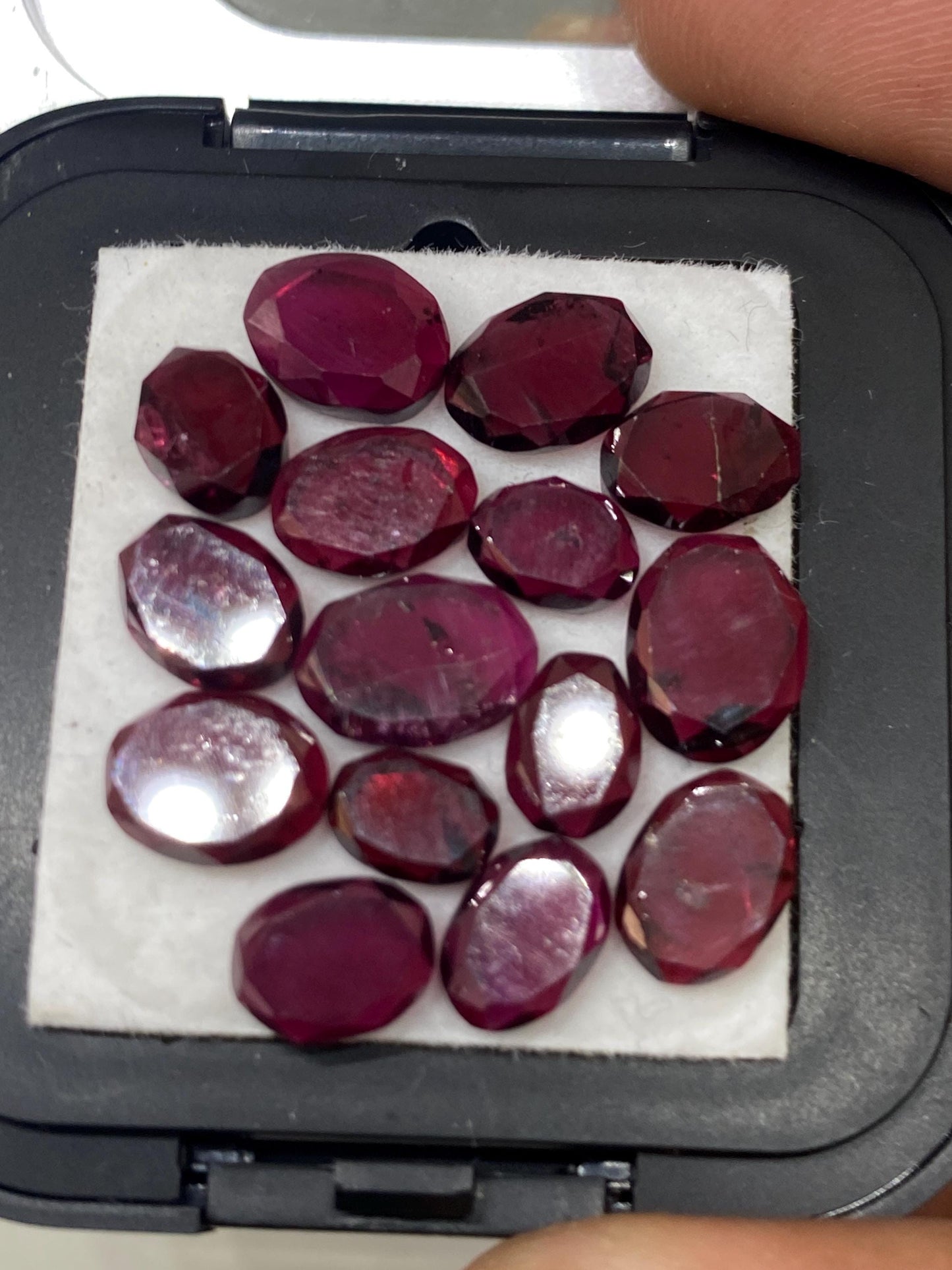 Mesmerising Rhodolite garnet oval mirror cuts aaa quality wt 24.55 cts pcs 15 size 6.7x5-9x6mm pink  garnet stepcut oval  faceted garnet