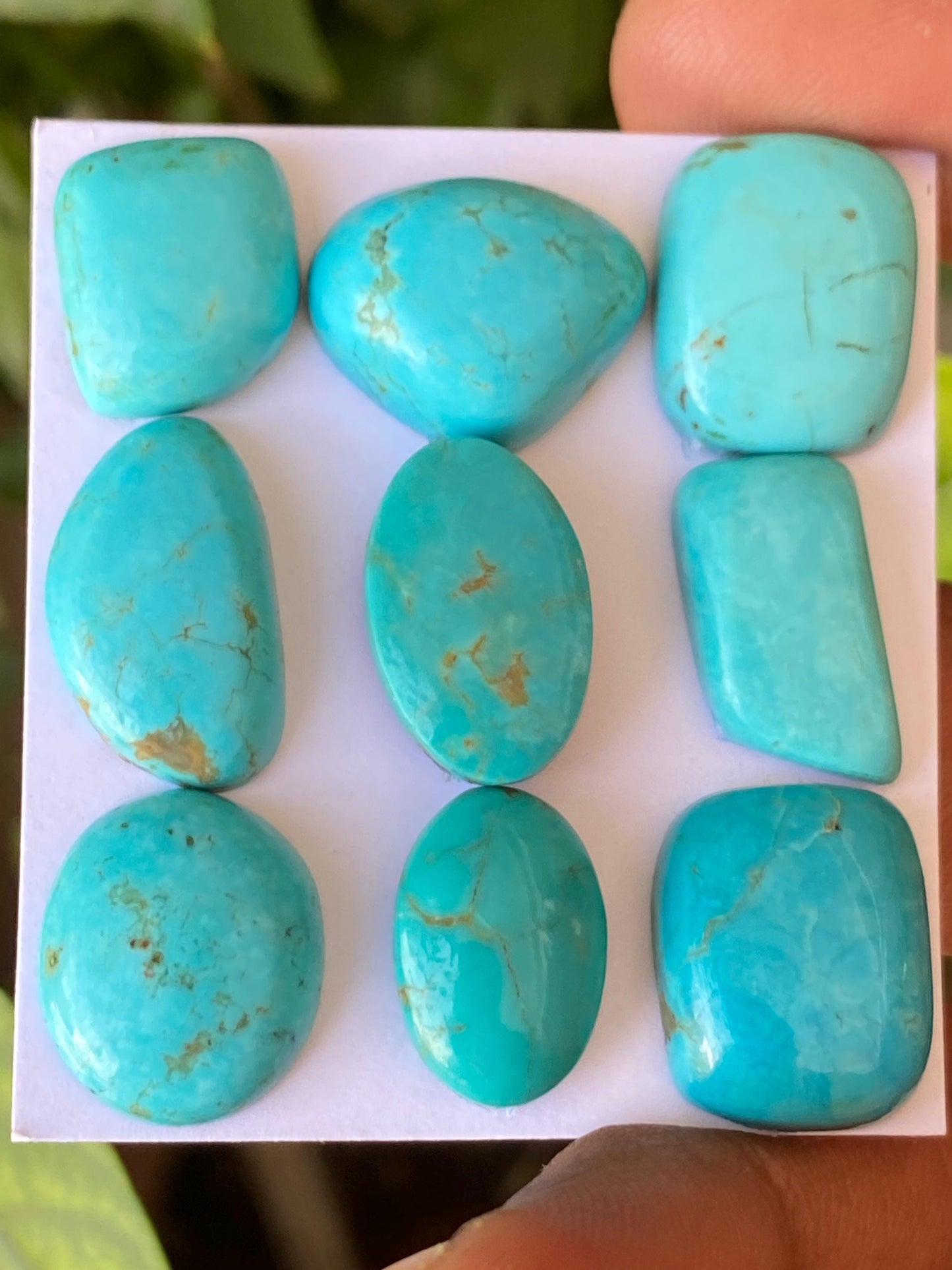 Rare Arizona mines Turquoise cabochons  natural smooth polished ovals fancy pears pcs 9 wt 80.50 carats 15x10-17x14mm turquoise cabochons