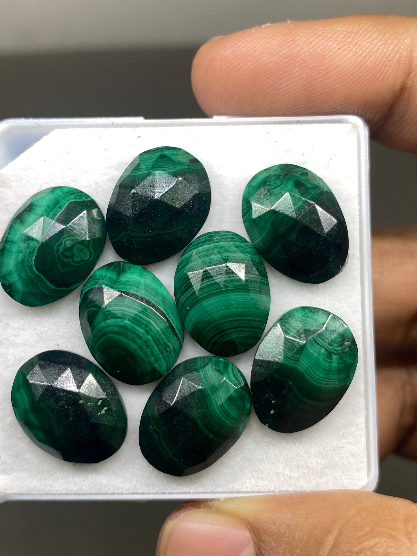 Malachite oval rosecut wholesale lot weight 76 carats pcs 8 size 16x12mm flatback gems malachite hexagon