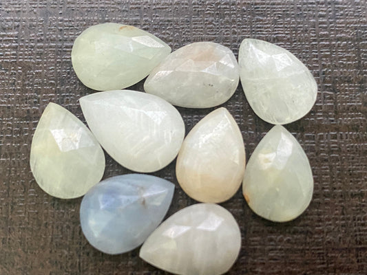 Stunning very rare white sapphire pear rosecuts 13x9-16x11mm wt 48 pcs 9 white sapphire pear shape rosecuts