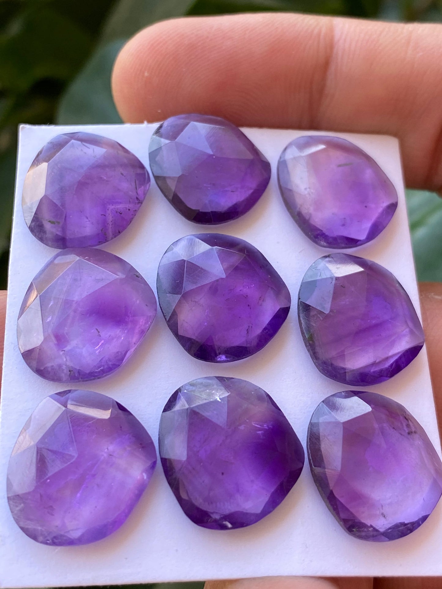 Dazzling rare amethyst rosecut fancy shape size 15x14-16x14mm approx wt 69.50 cts pcs 9 rosecut amethyst fancy shape calibrated