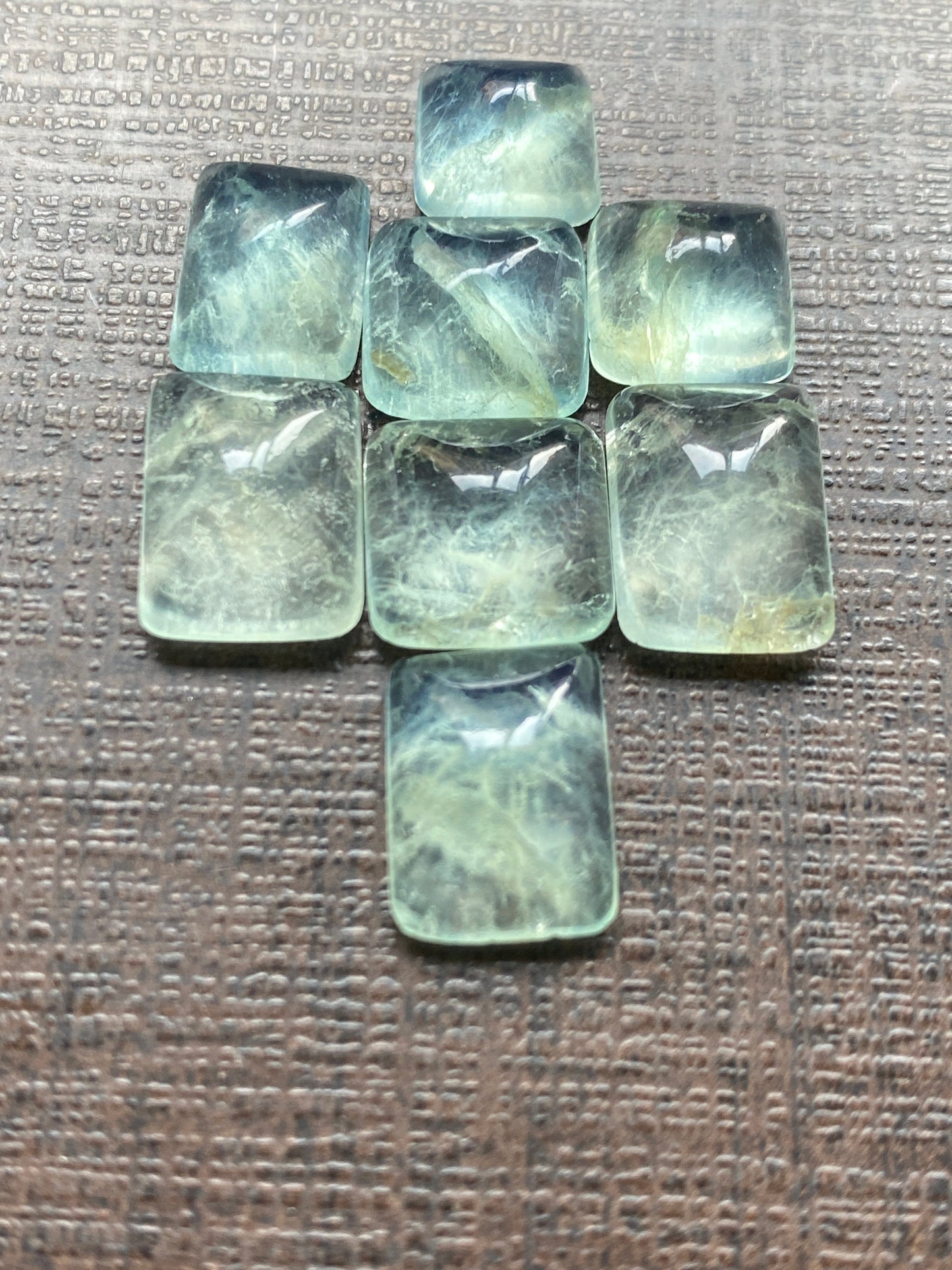 Rare sea green fluorite sugar loaf cabochons wholesale lot wt  cts pcs 8 size  green fluorite  sugarloaf cabochons