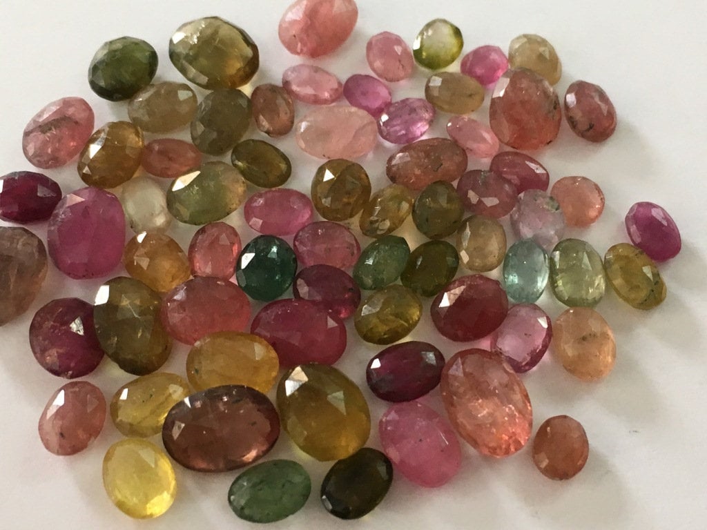 Beautiful colorful Tourmaline oval nuggets faceted size 6x5mm to 10x7.3mm natural colorful  watermelon tourmaline wholesale lot wt 77.50 cts