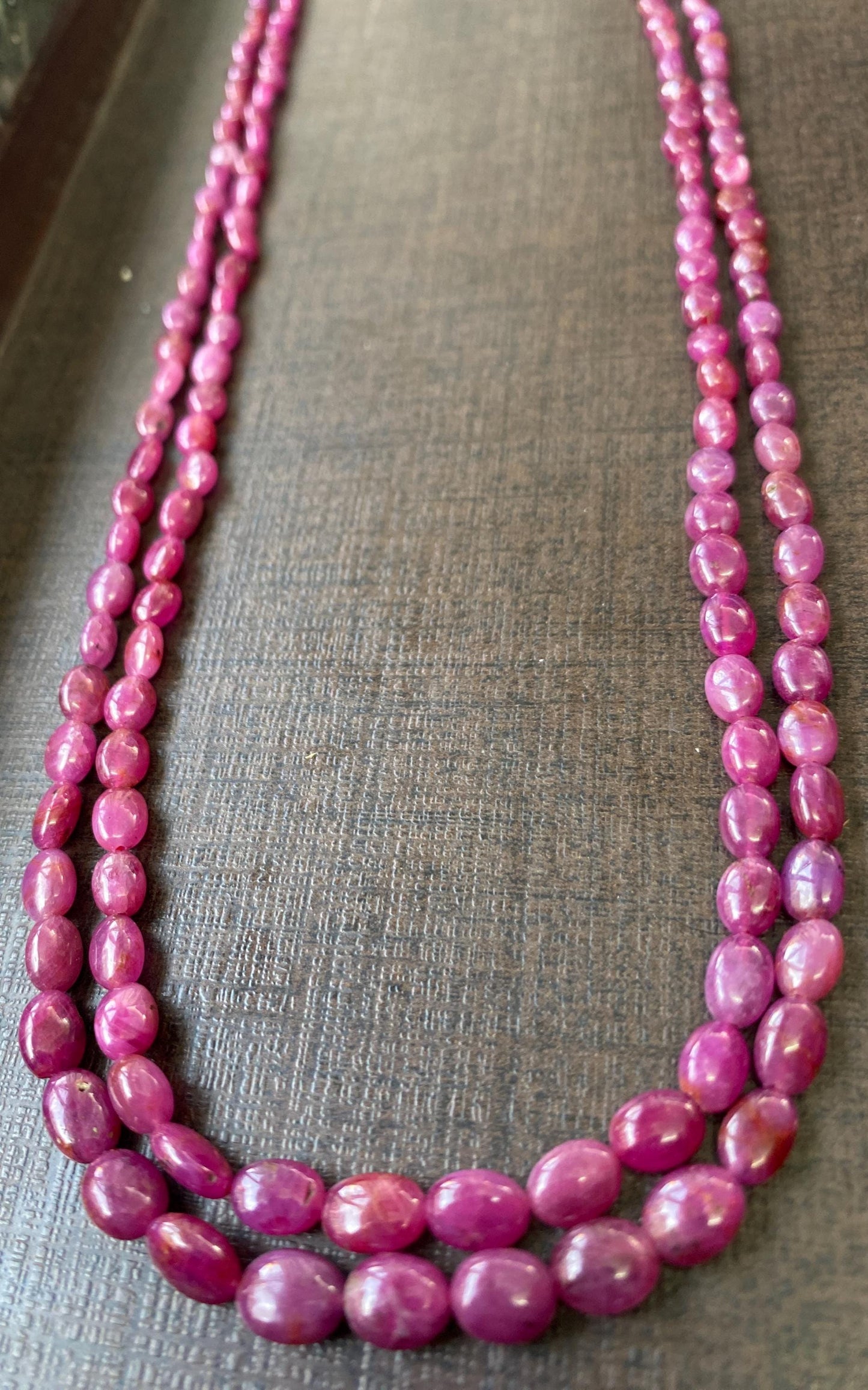 Stunning Rare Natural Ruby necklace smooth polished ruby oval nuggets weight 145.45 carats size 4x3.1mm-8x5.5mm Lth 17.5 & 18.5 Inches ruby