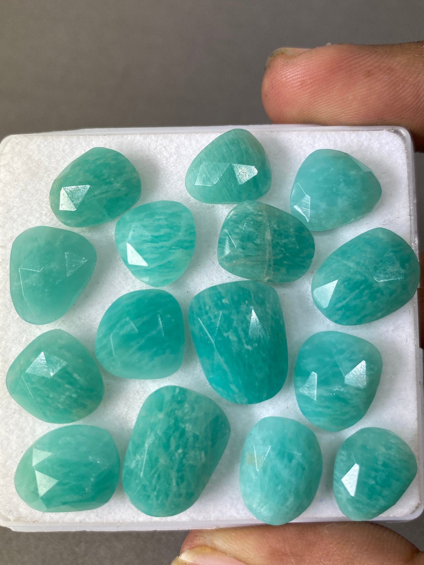 Splendid amazonite rosecut flats fine quality weight  92 carats size 12x10mm-17x12mm pcs 15 good quality rosecut amazonite