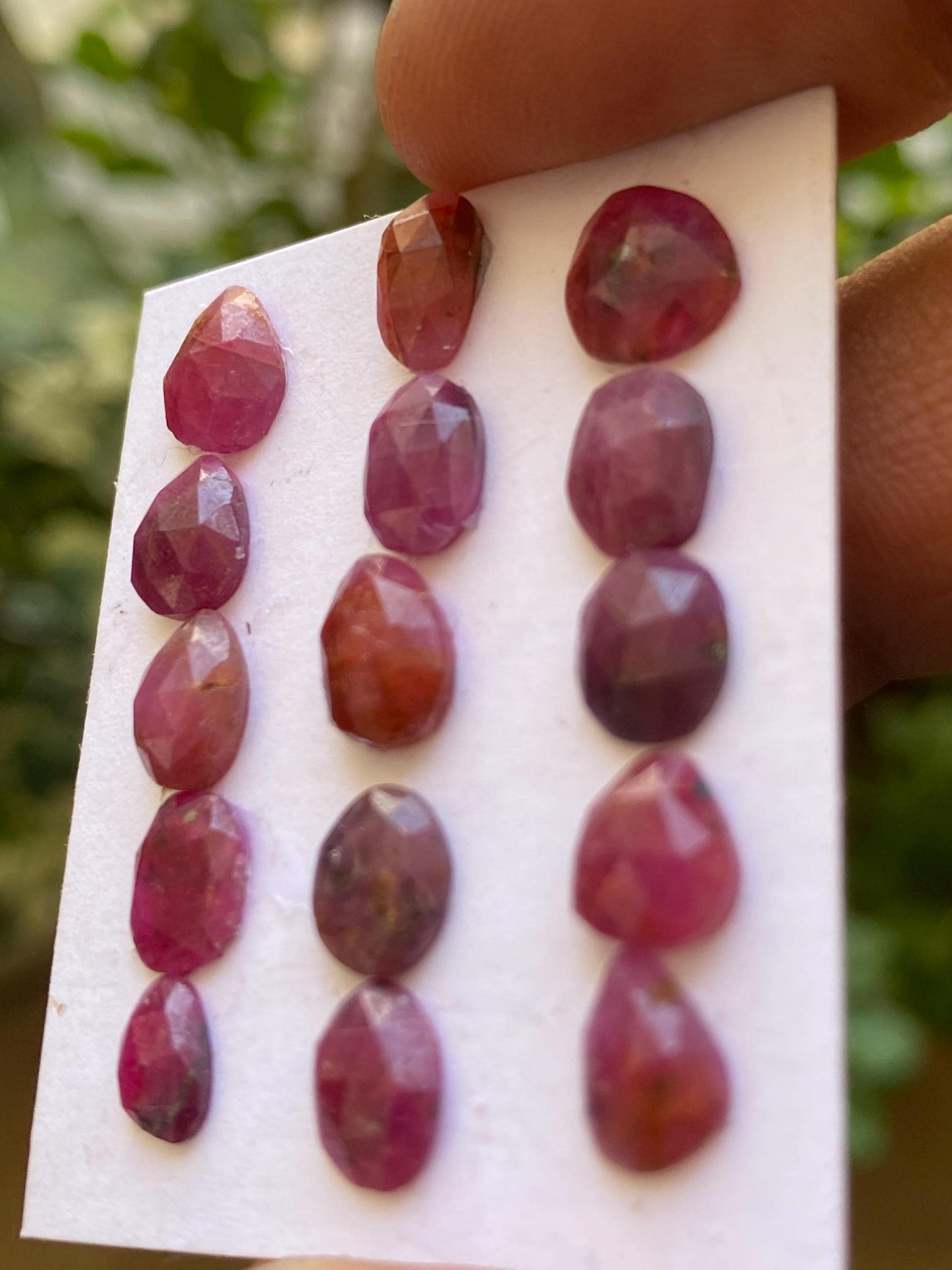 Ravishing Rare mozambique mines ruby pear rose cut wt 21.85 cts  pcs 15 size 7x5mm-9x7mm ruby rosecut flatbacks