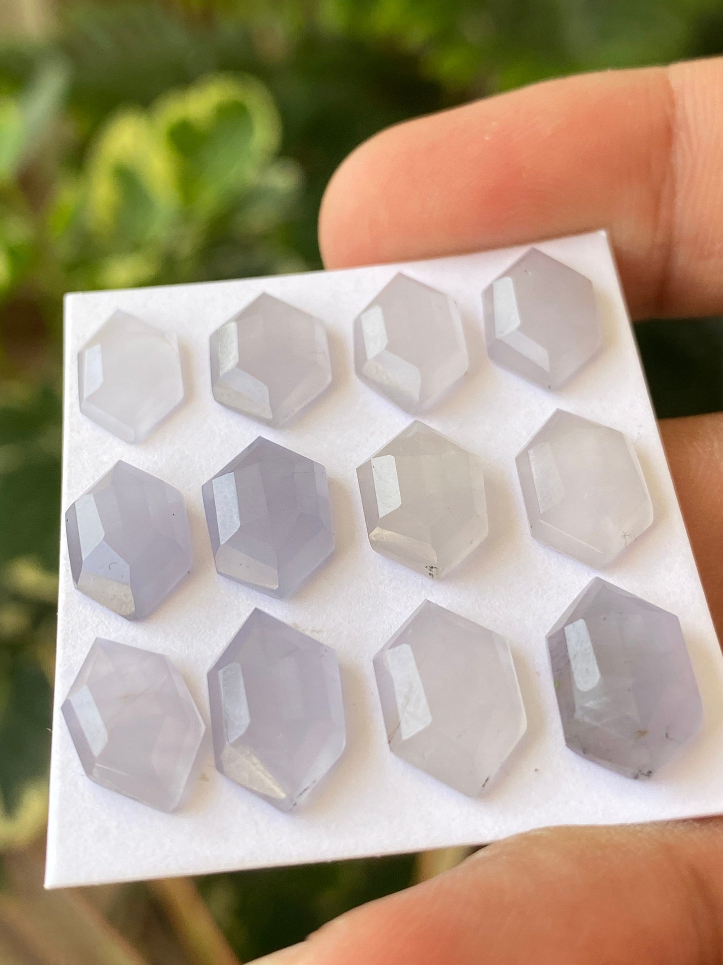 Awesome lavender Chalcedony hexagon stepcut gems  wt 30 cts Pcs 12 size 12.2x7.2mm-13.9x8.3mm natural chalcedony hexagon stepcut