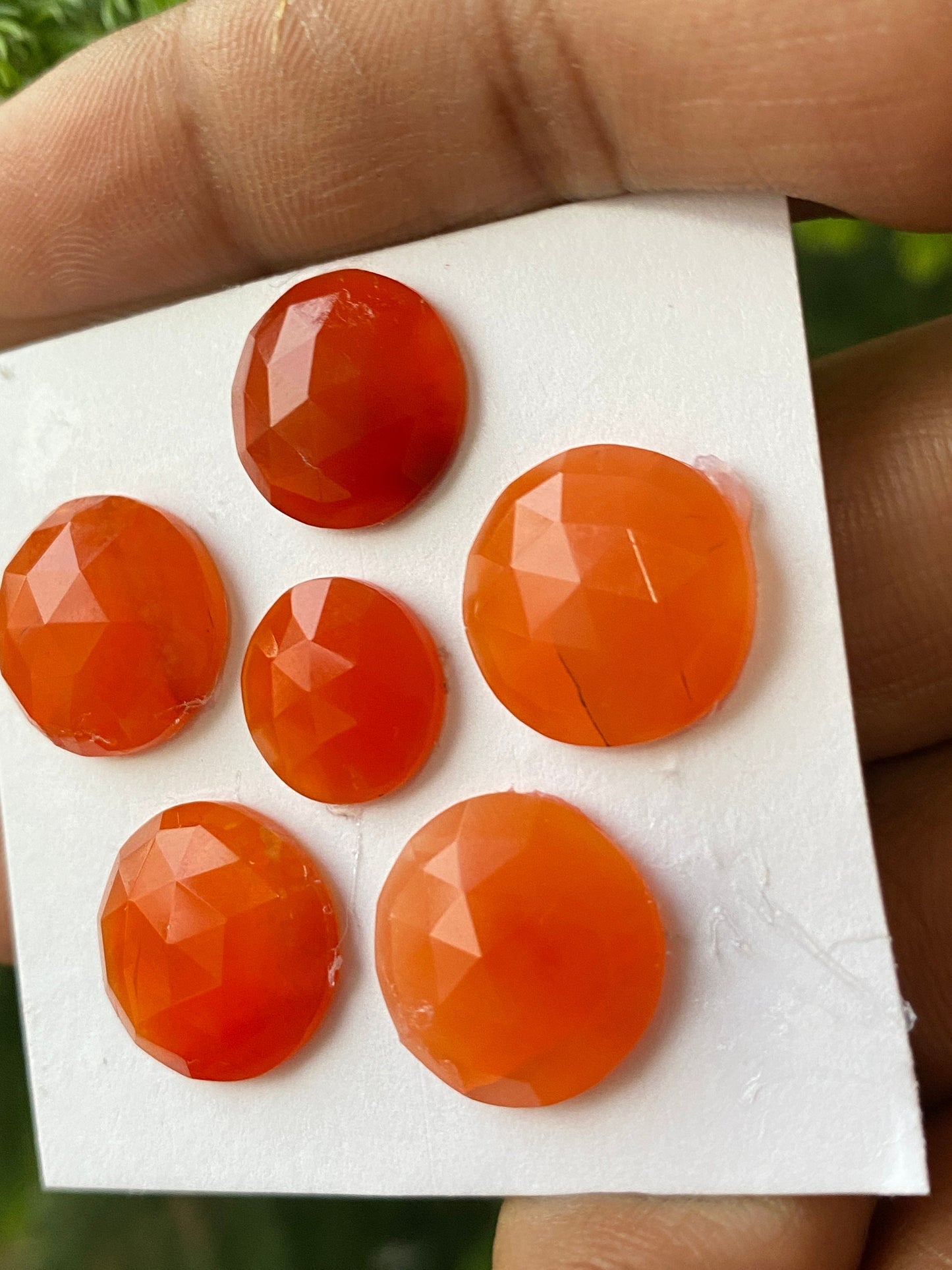 Cute rare Carnelian rosecut round shape wt 43 carats size 12.5-15.6mm pcs 6 aaa quality carnelian rosecut cabochons