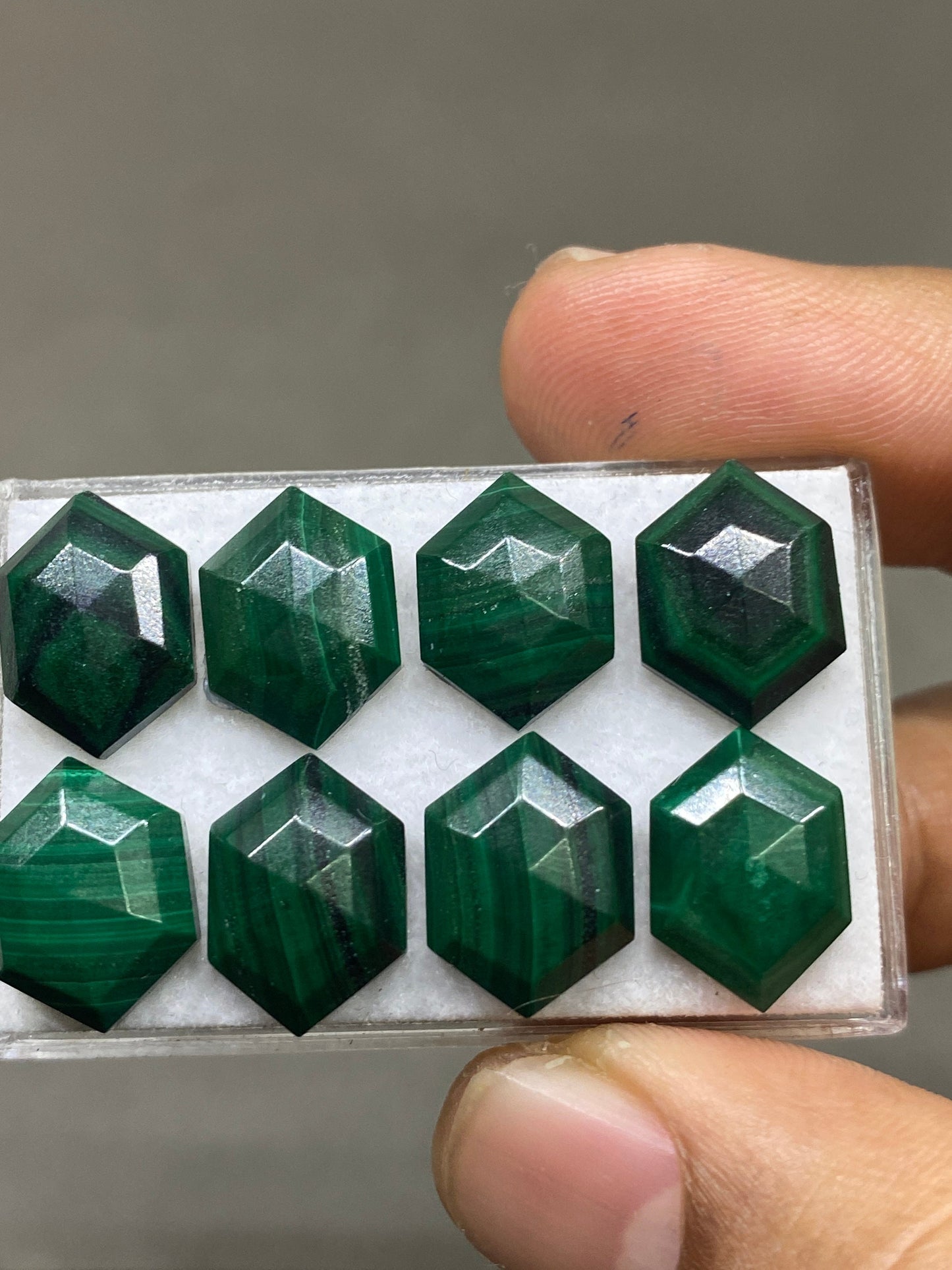 Malachite hexagon stepcut wholesale lot weight 50 carats pcs 8 size 14x10mm flatback gems malachite hexagon